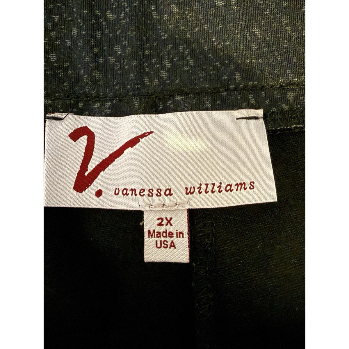Vanessa Williams 2X Black Stretch Pull On Pants Textured Career Straight Leg USA