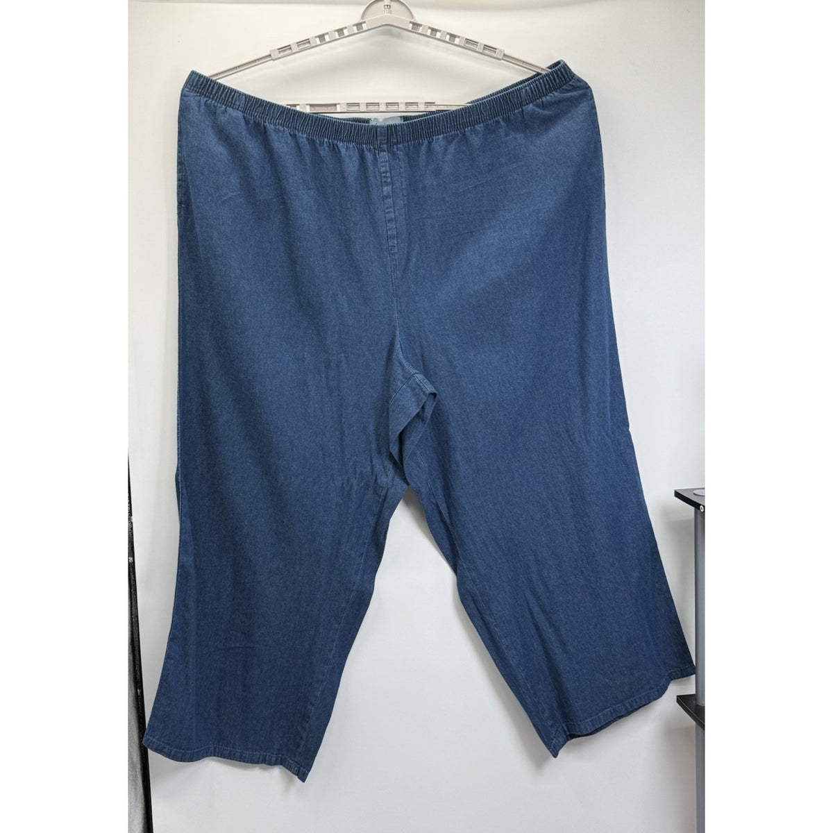 Anthony Richards 4X Pull On Denim Pants Women Blue Wide Leg Elastic Waist