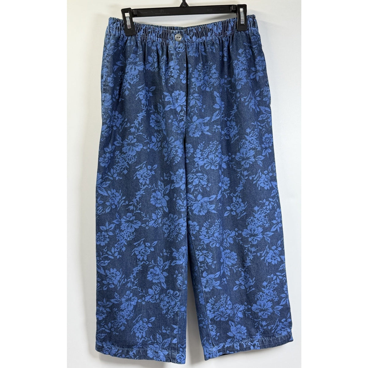Woman Within Pants Women 14 W Pull On Comfort Subtle Floral Pockets Normcore