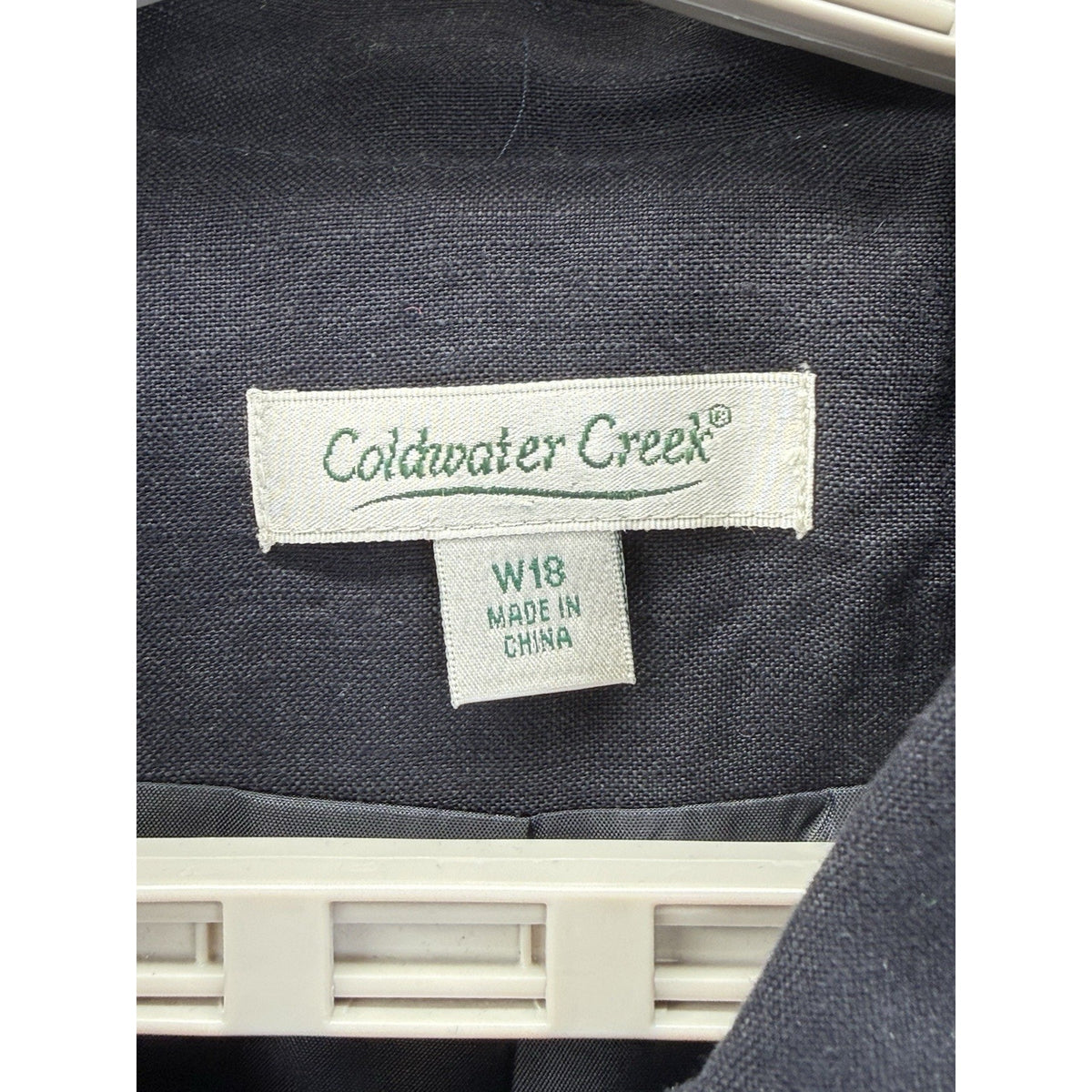 Coldwater Creek Black Linen Blend Jacket W18 Gold Button Cropped Blazer Career