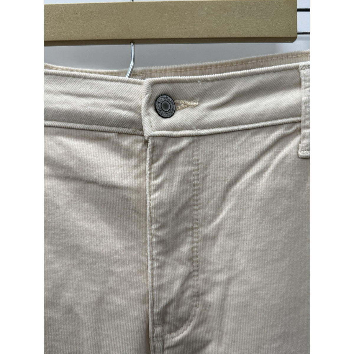 Croft & Barrow Womens 16 Ivory Corduroy Pants Straight Leg Stretch