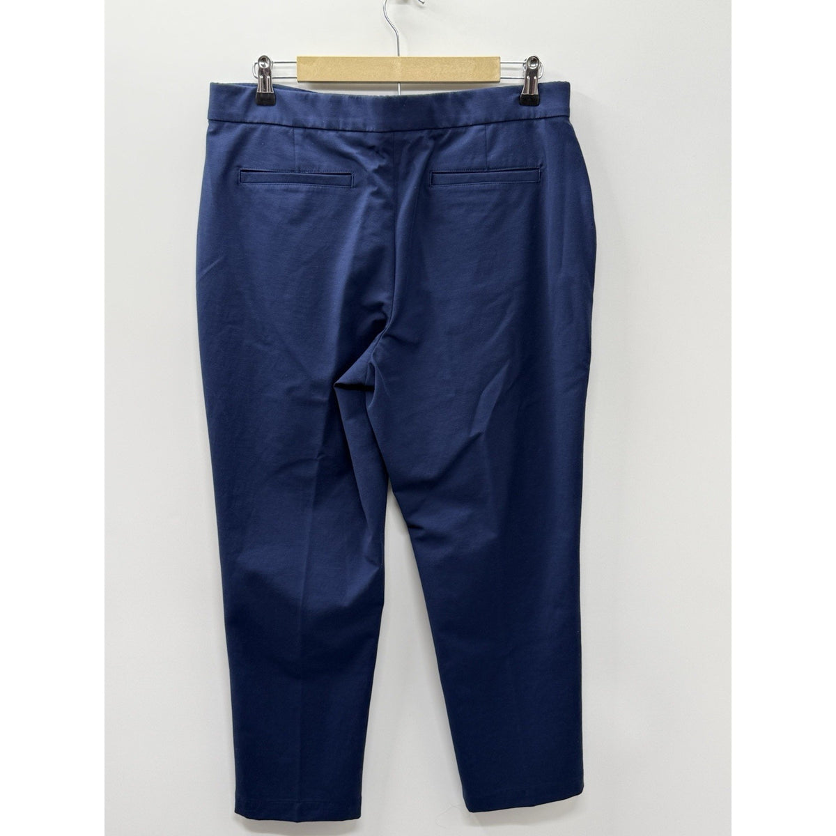 Lands’ End Women Size 12P High Rise Navy Ankle Pants Pintuck Stretch Pockets