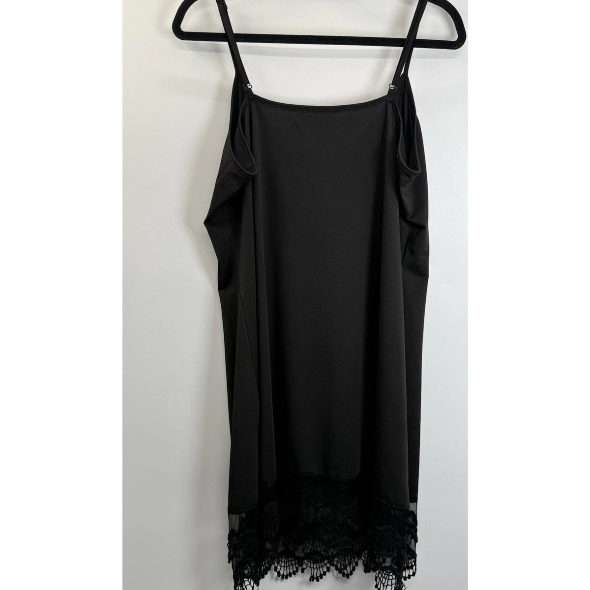 Venus Black Lace Hem Slip Dress XL Goth Dark Academia Layering (Flawed)