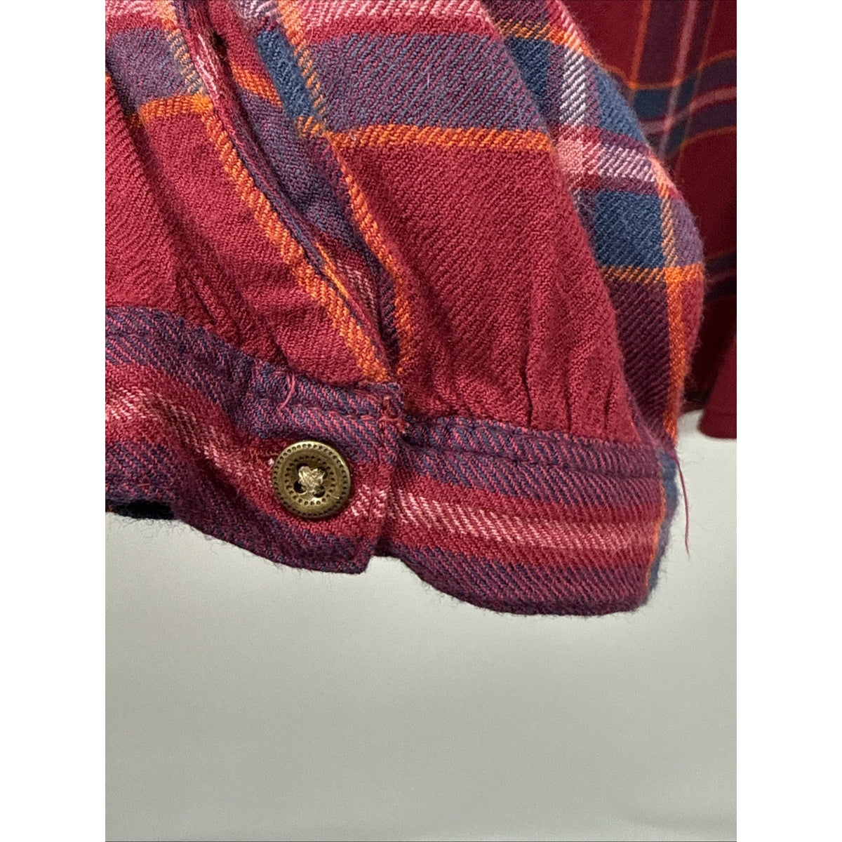 Womens Lucky Brand Sz L Long Sleeve Red Plaid V-Neck Pullover Top