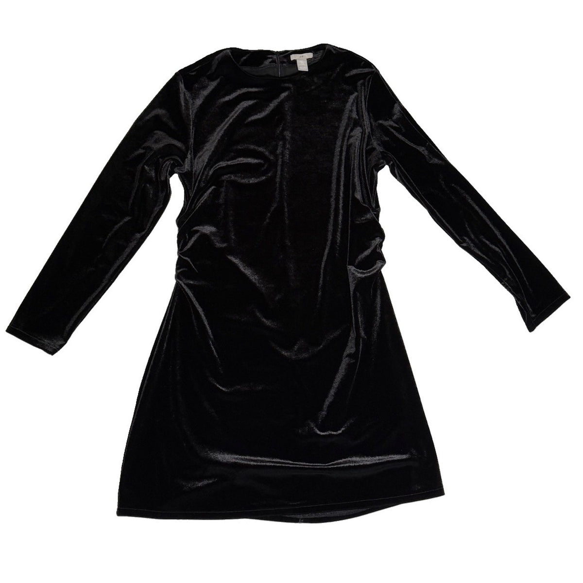 H&M Black Velvet Mini Dress XL Long Sleeve Goth Witchy Dark Romantic Holiday