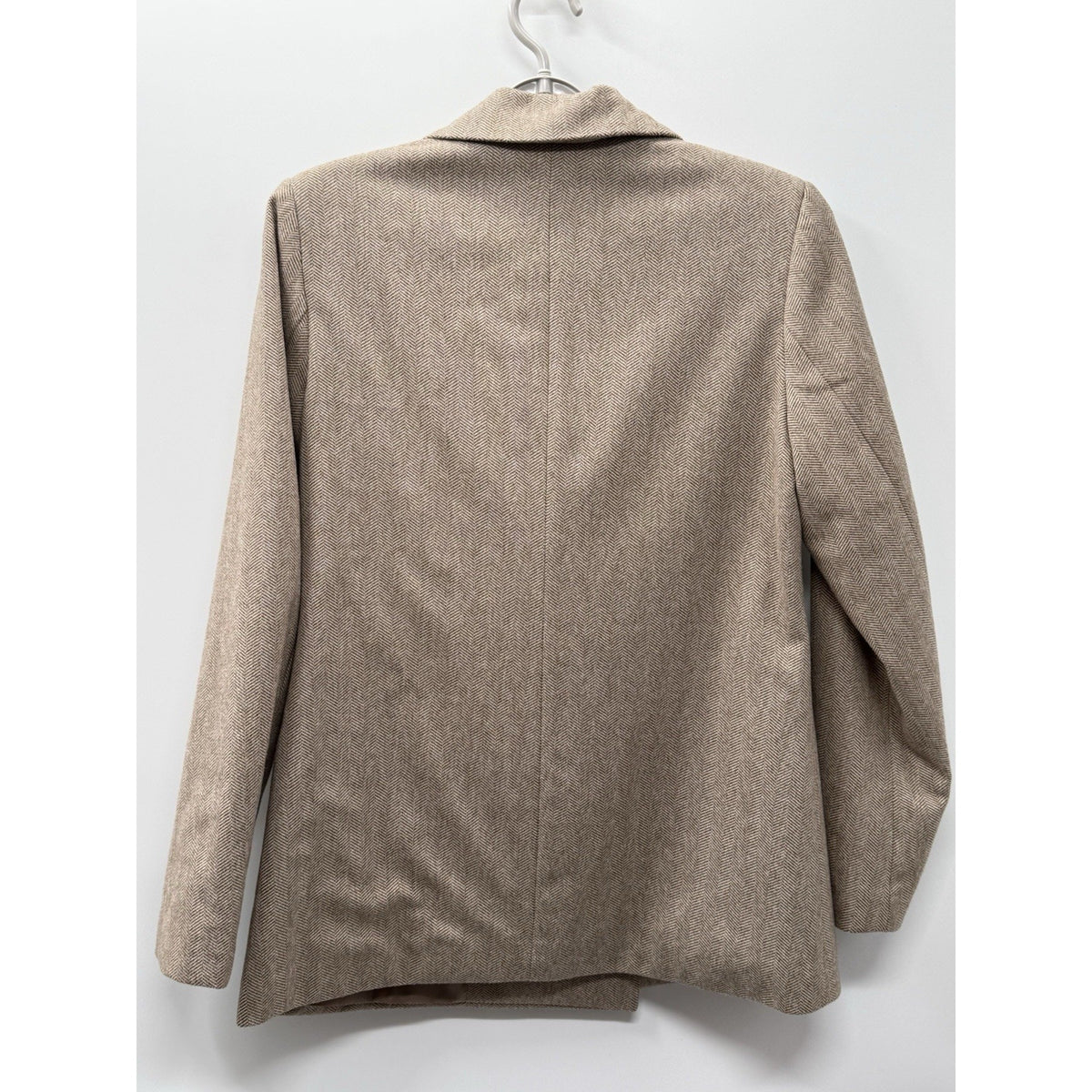 Herringbone Double Breasted Blazer Taupe Quiet Luxury Academia Jacket Medium