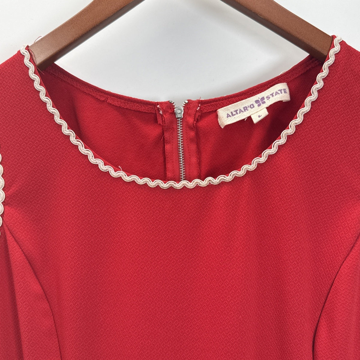 Altar’d State sleeveless red Dress ric rac trim detail Women Sz Large