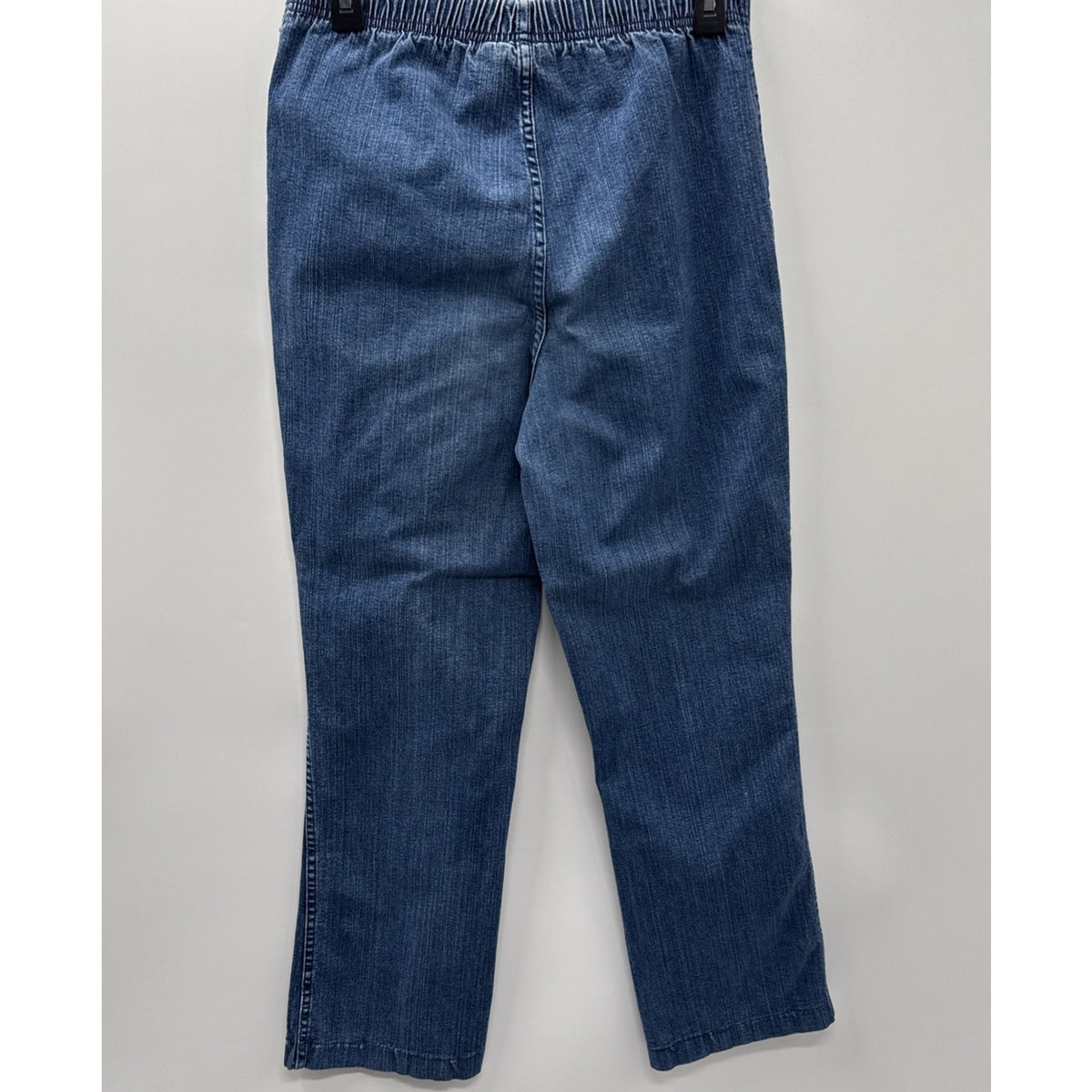 White Stag Pull On Denim Jeans Straight Leg Elastic Waist Womens Large Average