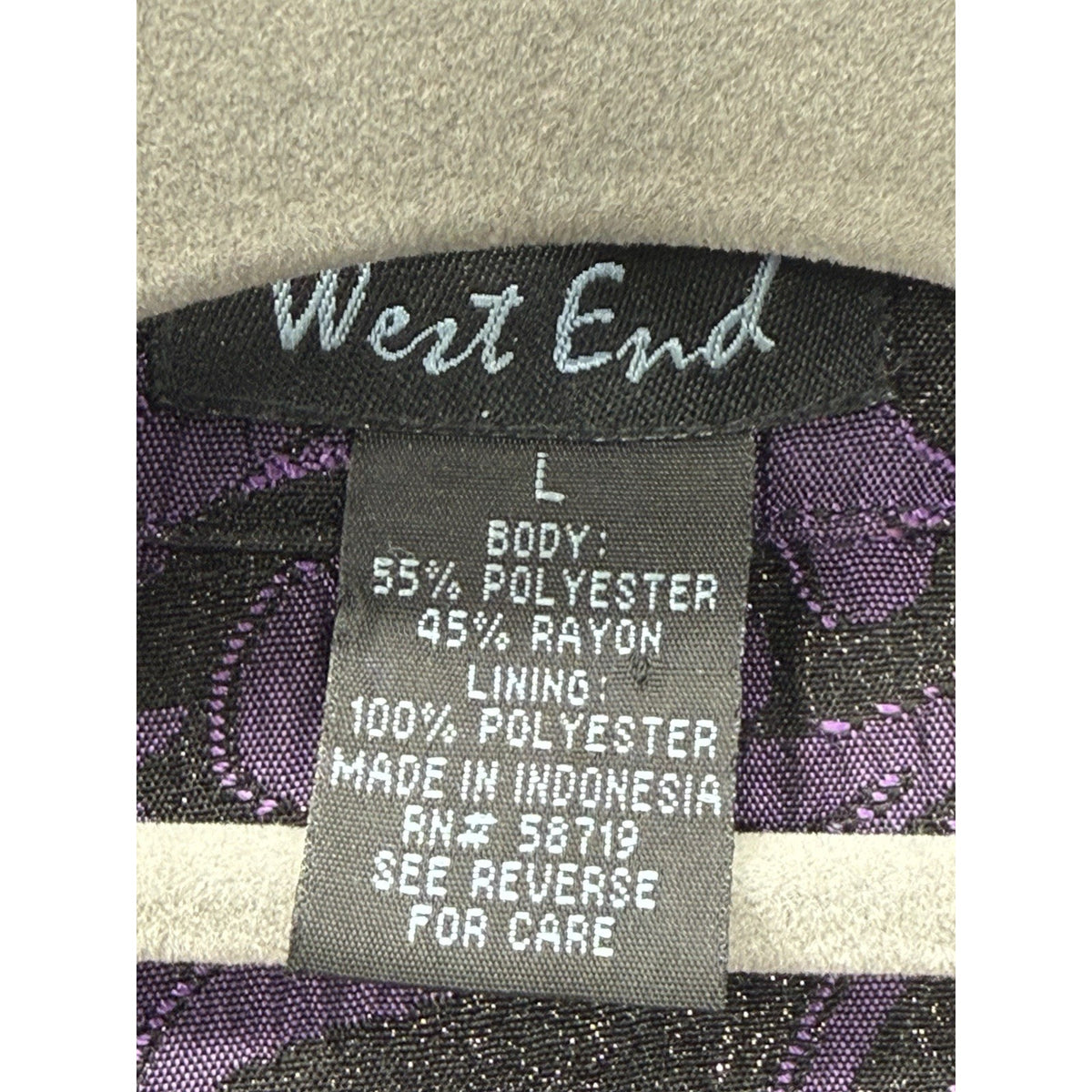 West End Purple Black Jacquard Jacket Women’s Large 4 Button Career Dressy
