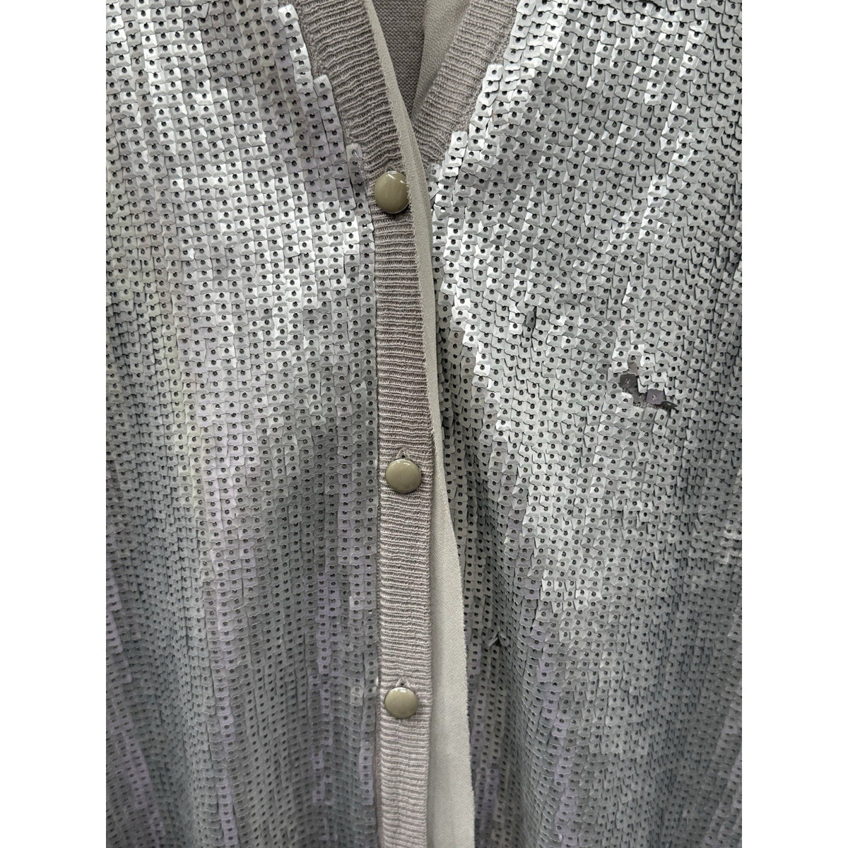 Jones New York Sequin Cardigan Women Size XL Cotton Wool Blend Gray Luxe