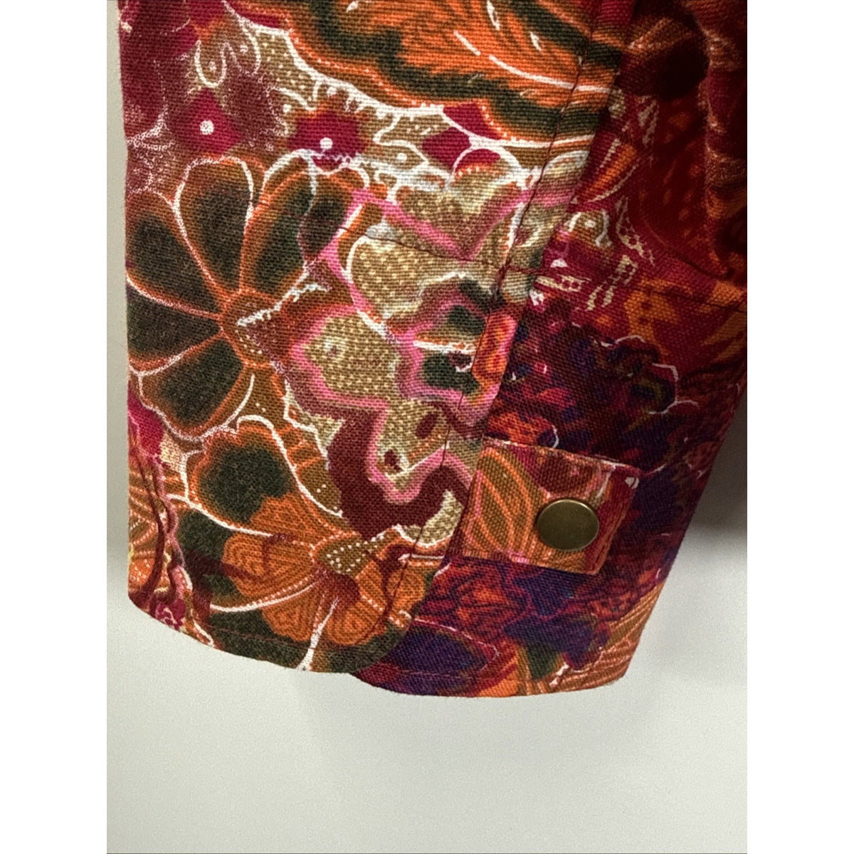 Coldwater Creek Women's Petite PL Red Paisley Zip Jacket Pockets Short LS