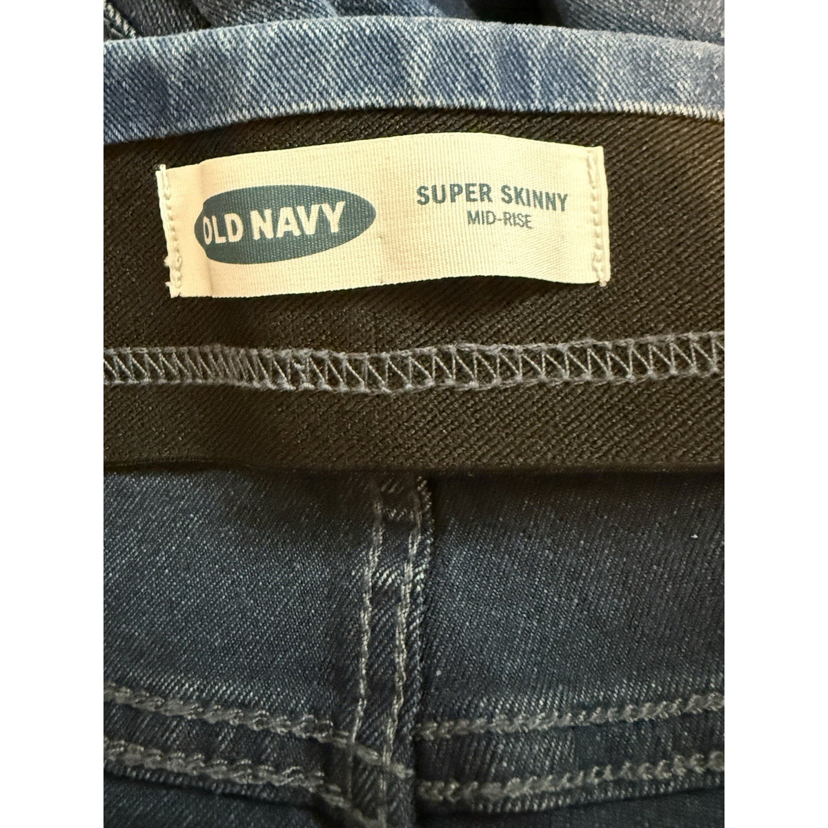 Old Navy Super Skinny Jeans Womens 12 Mid Rise Stretch Blue Denim Pull On