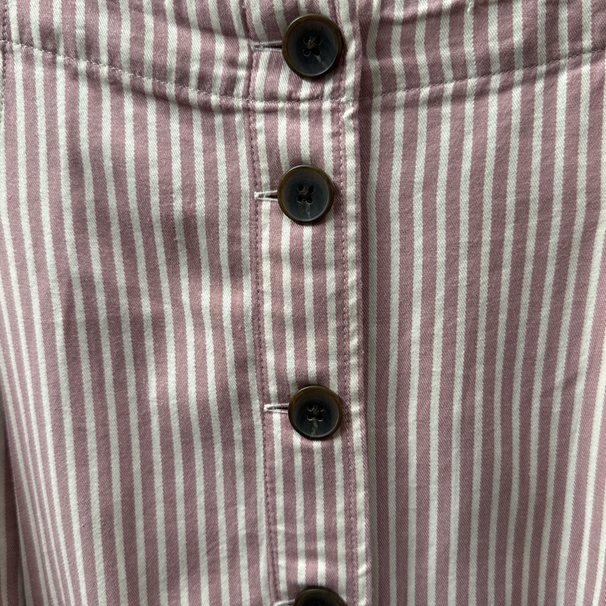 Talbots Petite Skirt 16P NWT Pink White Stripe Button Front Cotton Blend A Line