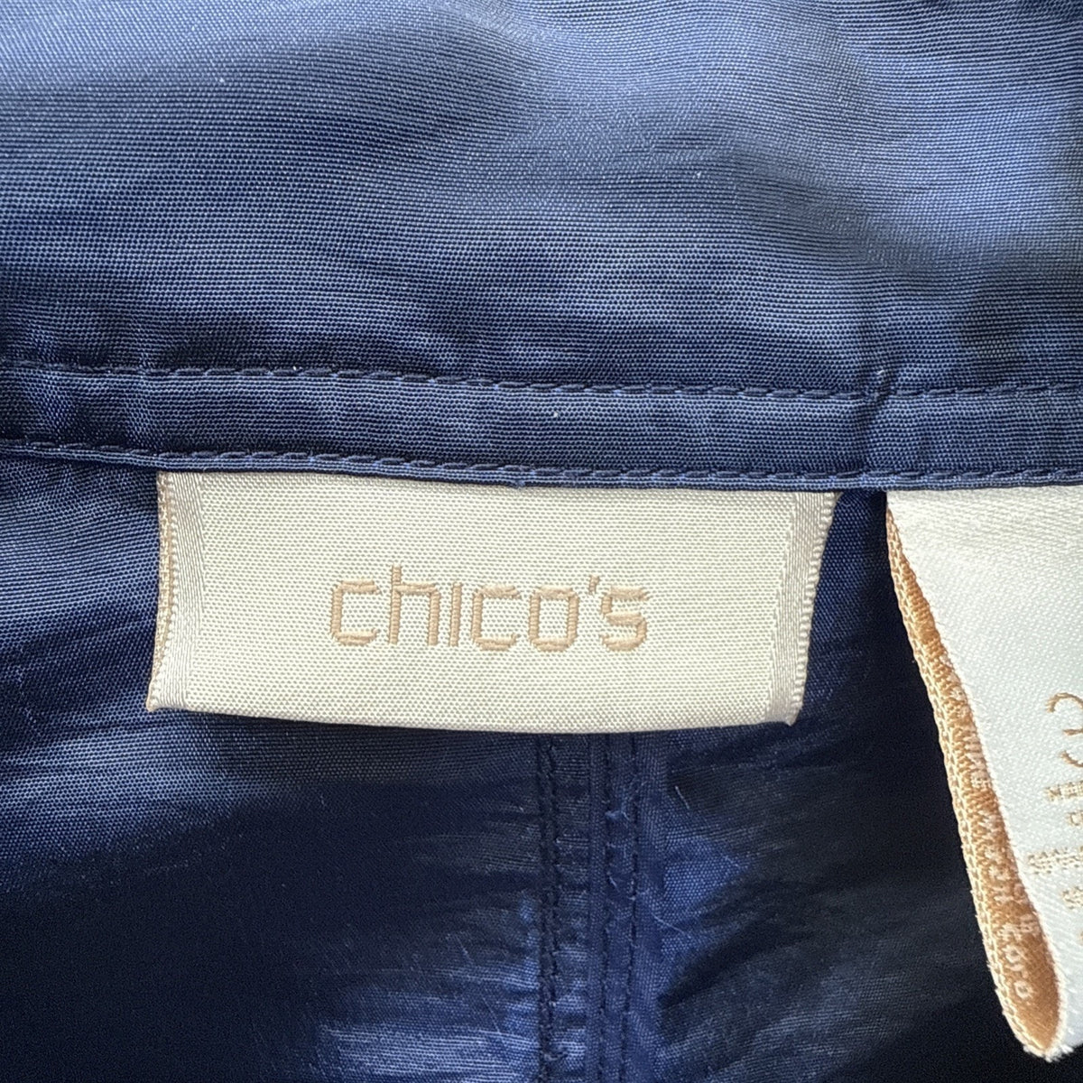 Chico's Shimmering Crinkle Cameron Full Zip Jacket Women's XL/16 Blue Grotto