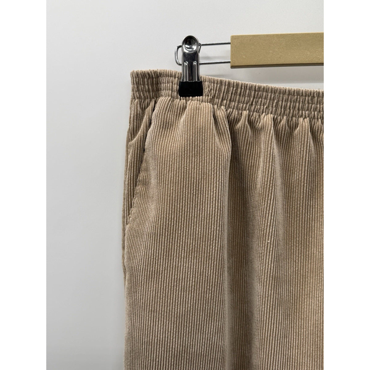 Alfred Dunner Corduroy Pull On Pants Womens 20 Beige Elastic Waist Wide Leg