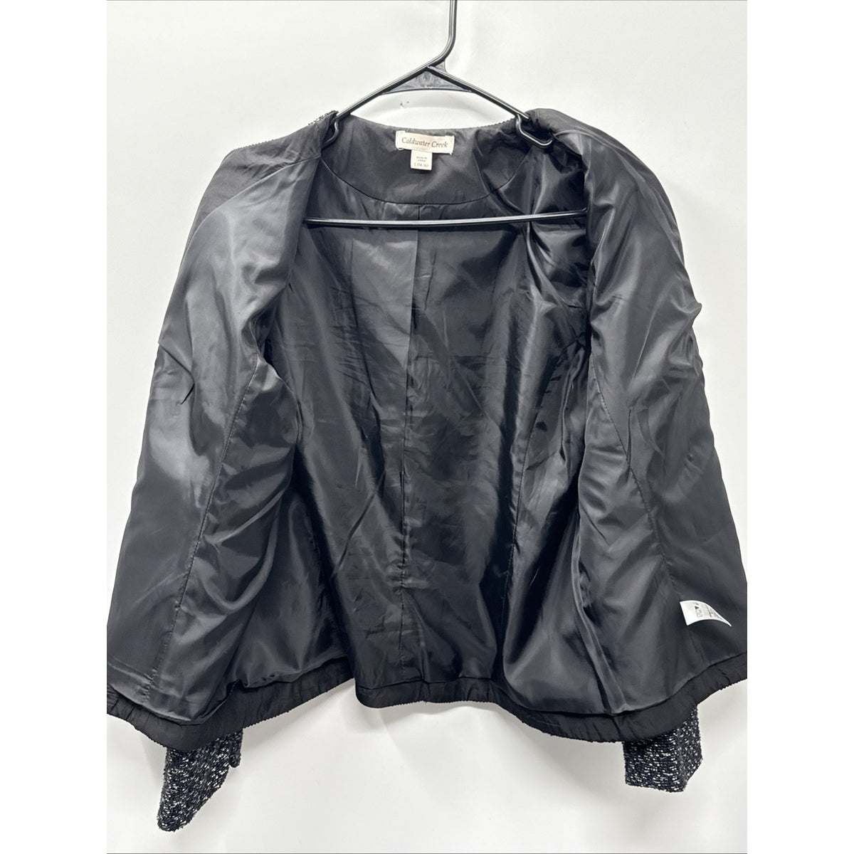 Coldwater Creek Jacket Women's Large 14-16 Black Metallic 3 Button Long Sleeve