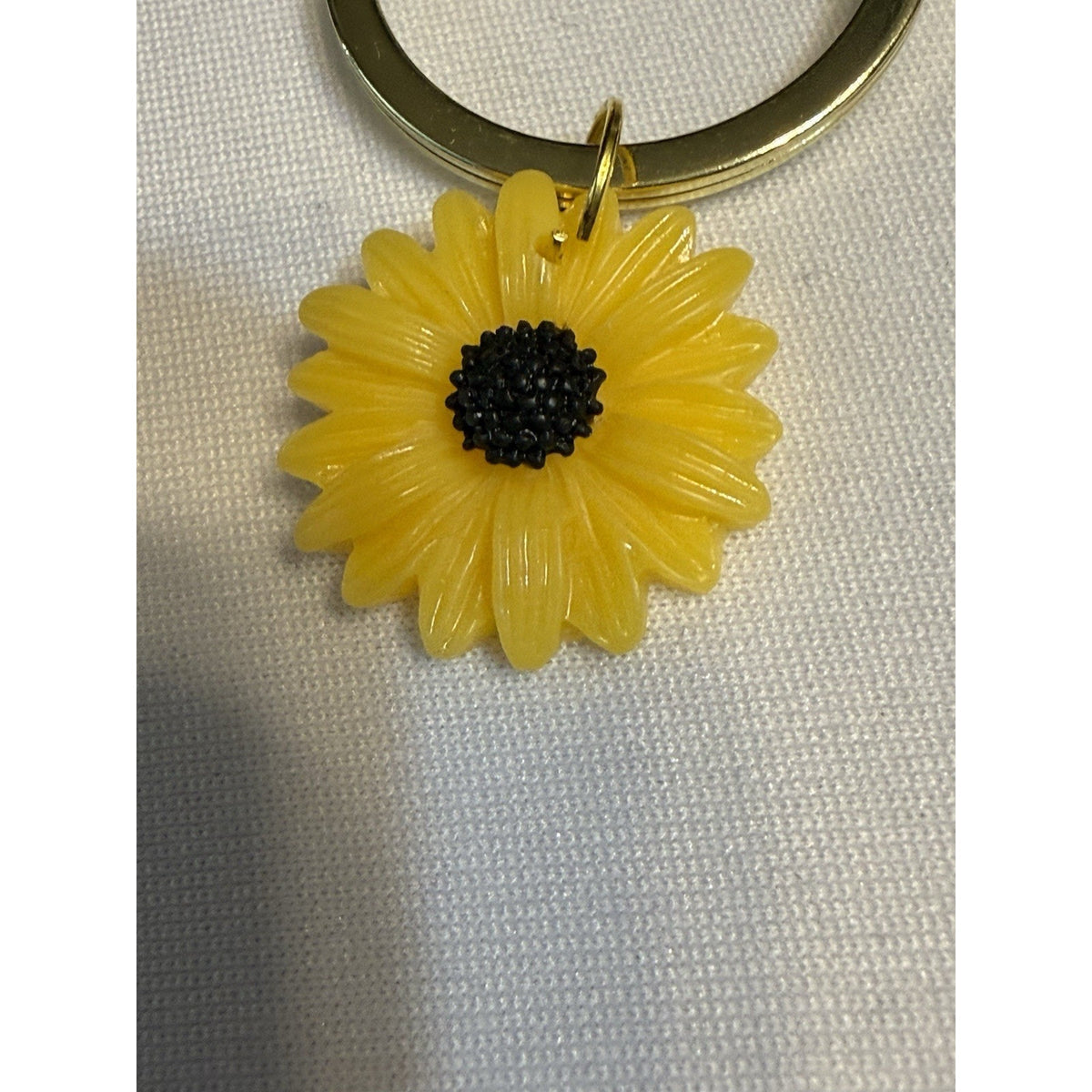 Gold Bee Sunflower Keychain Charm Rhinestone Bumblebee Floral Purse Bag Key Ring