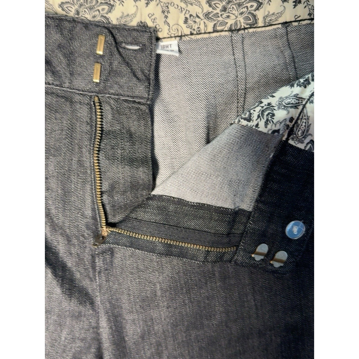 D&Co. Denim + Company Women’s Charcoal Straight High Rise Stretch Jeans 18WT