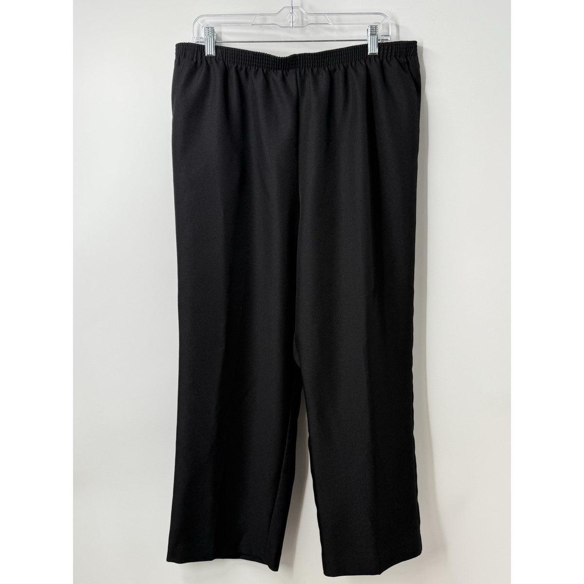 Alfred Dunner Petite 18P Pull-On Pants Black Elastic Waist Straight Leg