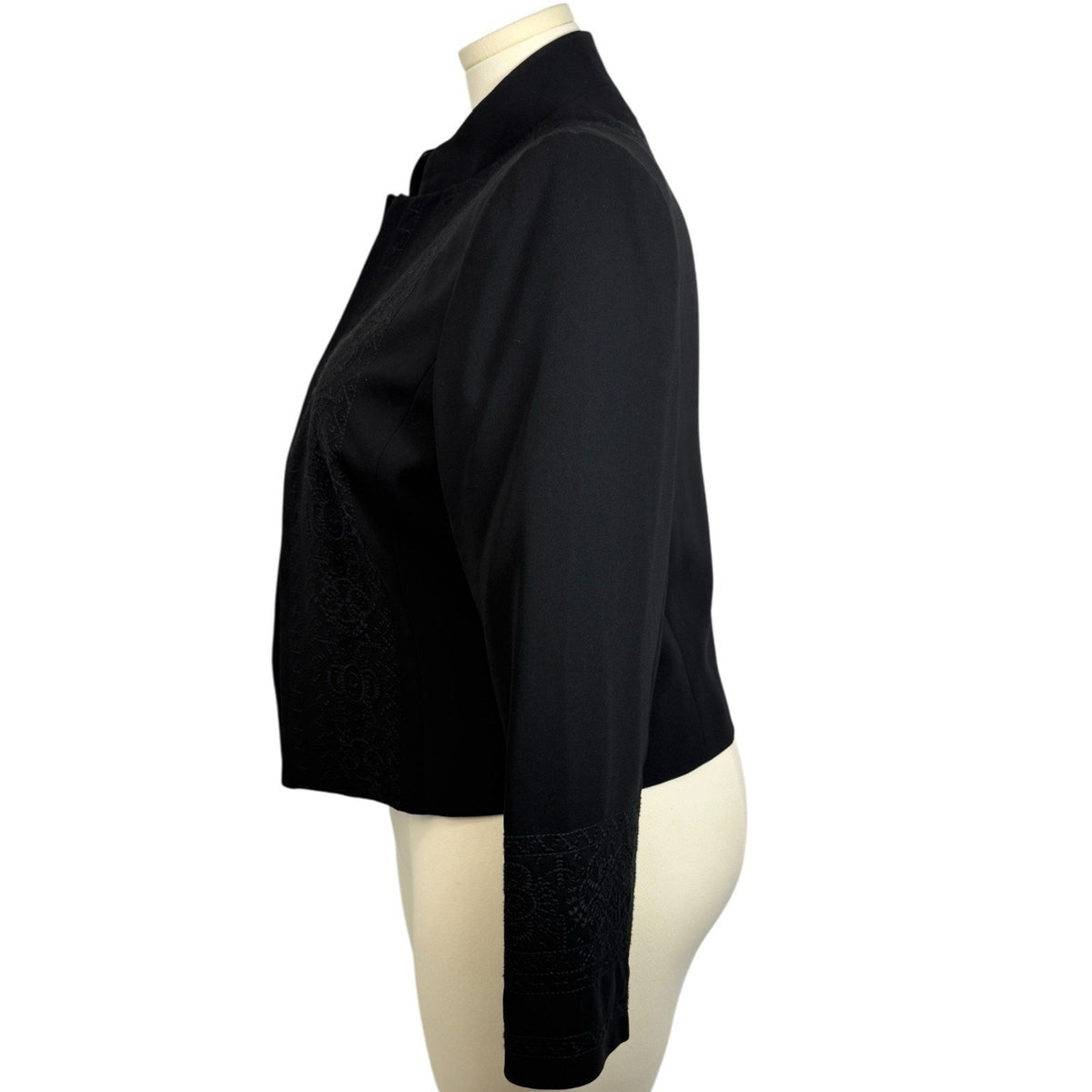 Josephine Chaus Black Embroidered Open-Front Jacket Women’s Size 12