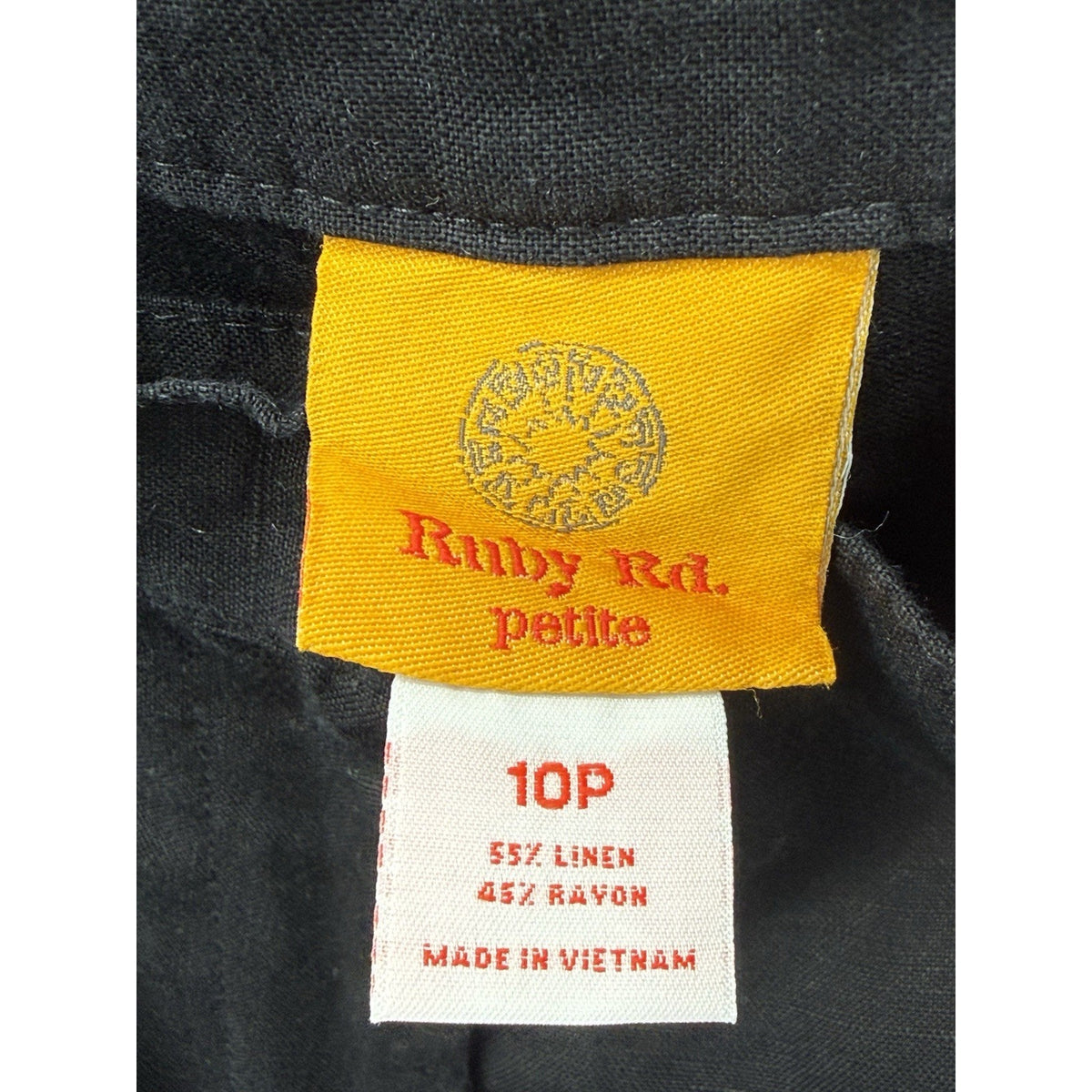 Ruby Rd Petite 10P Black Linen Blend Crop Pants Button Hem Casual Capri
