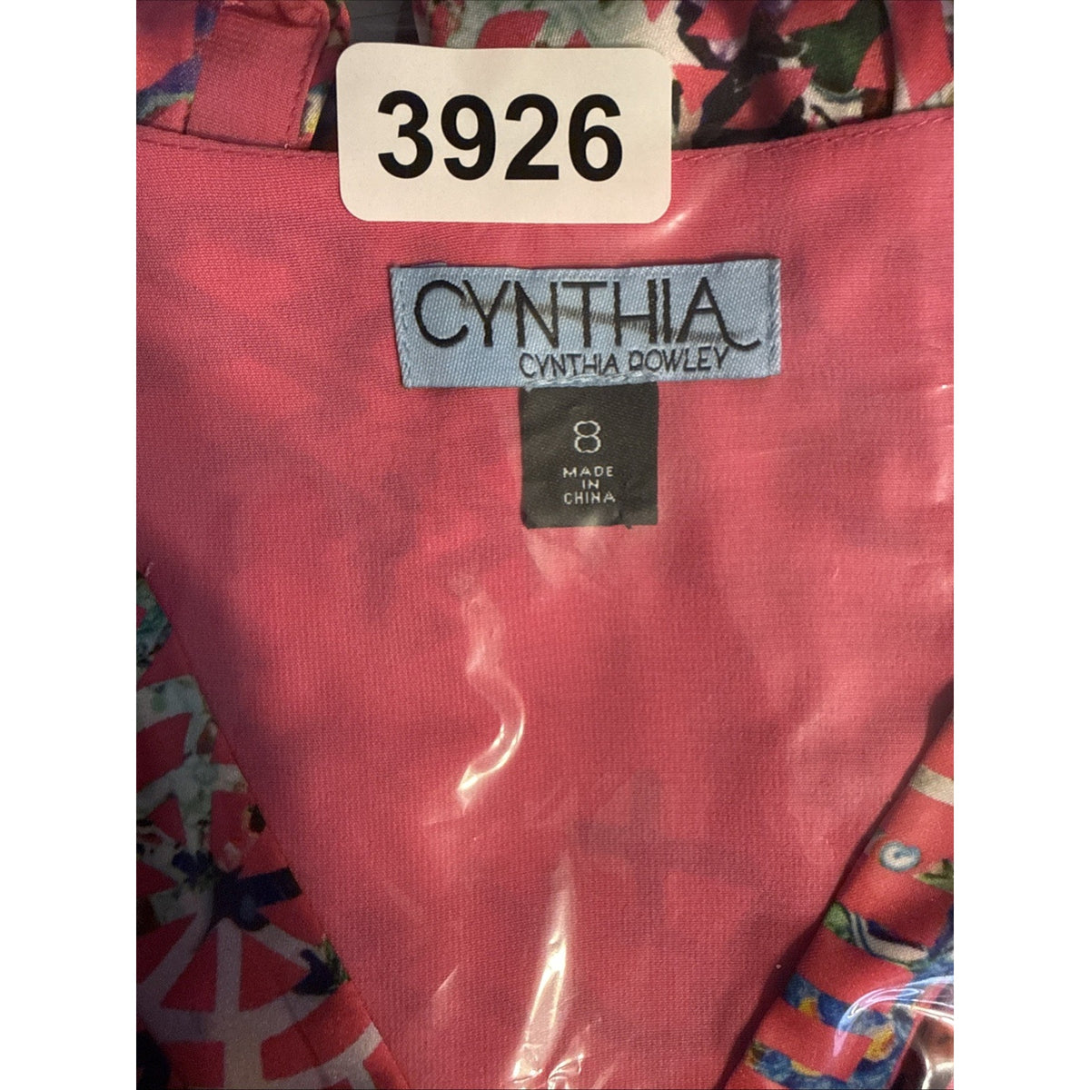 Cynthia Rowley Pink Multicolor Print High Low Dress Womens Size 8 V Neck