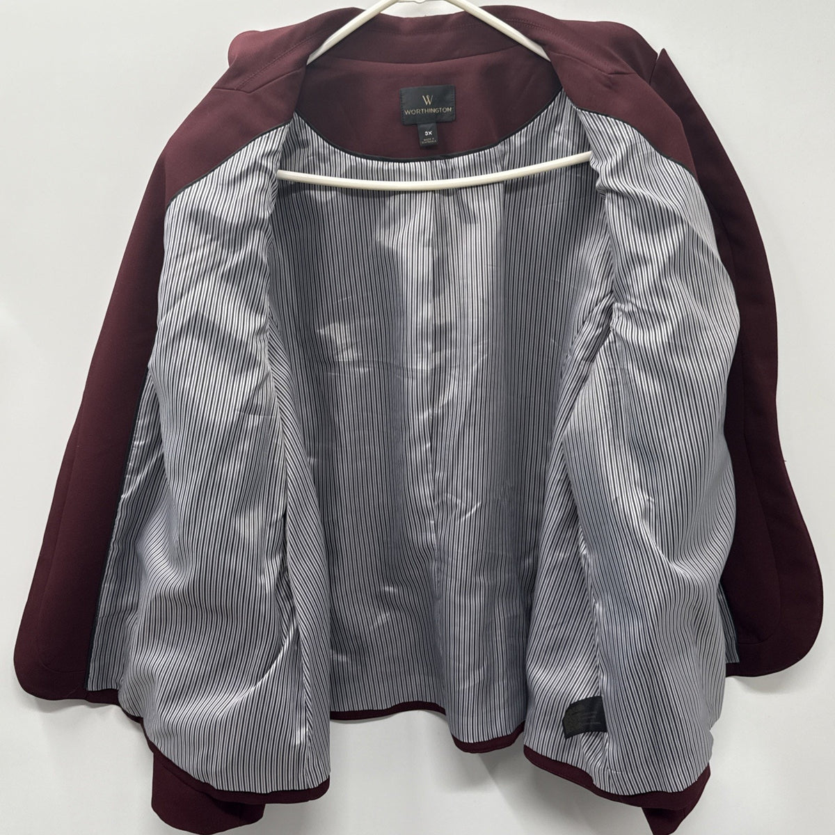 Worthington Blazer Women Plus Size3XL Burgundy Career Office Jacket Long Sleeve