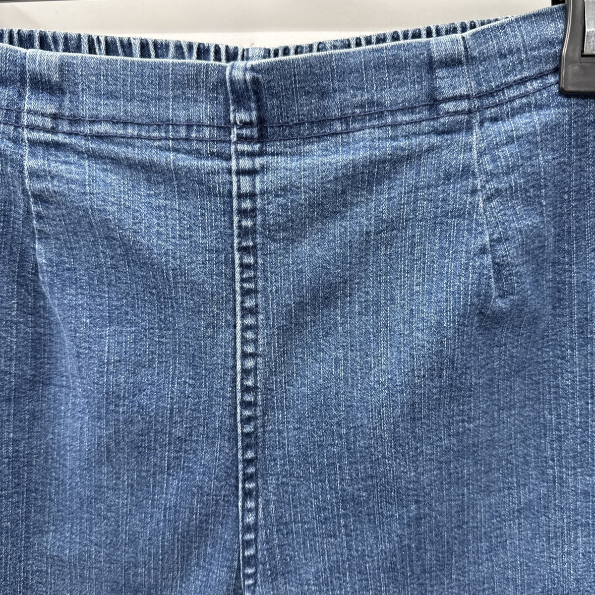 White Stag Pull On Denim Jeans Straight Leg Elastic Waist Womens Large Average