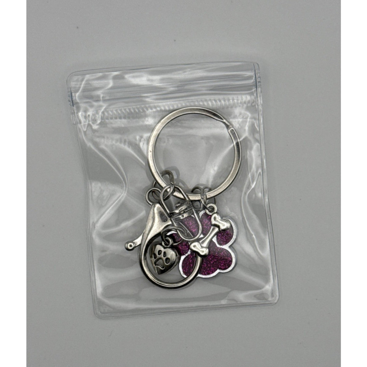 Wild Berry Spark Paw Glitter Dog Keychain Purse Charm Dog Mom Gift Handmade