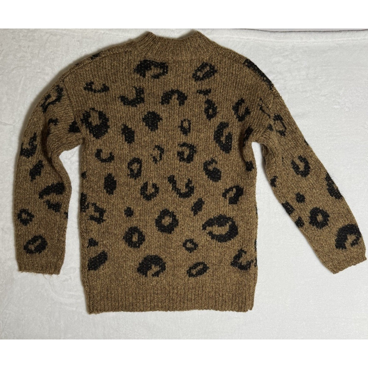 Universal Thread Women S Leopard Print Mock Neck Knit Sweater Brown Black Cozy