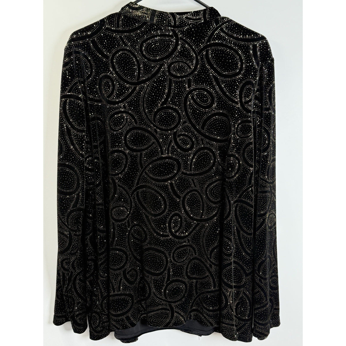 Notations Rich Black Velvet & Gold Cardigan & Cami 1 Pc Top Party Cocktail XL
