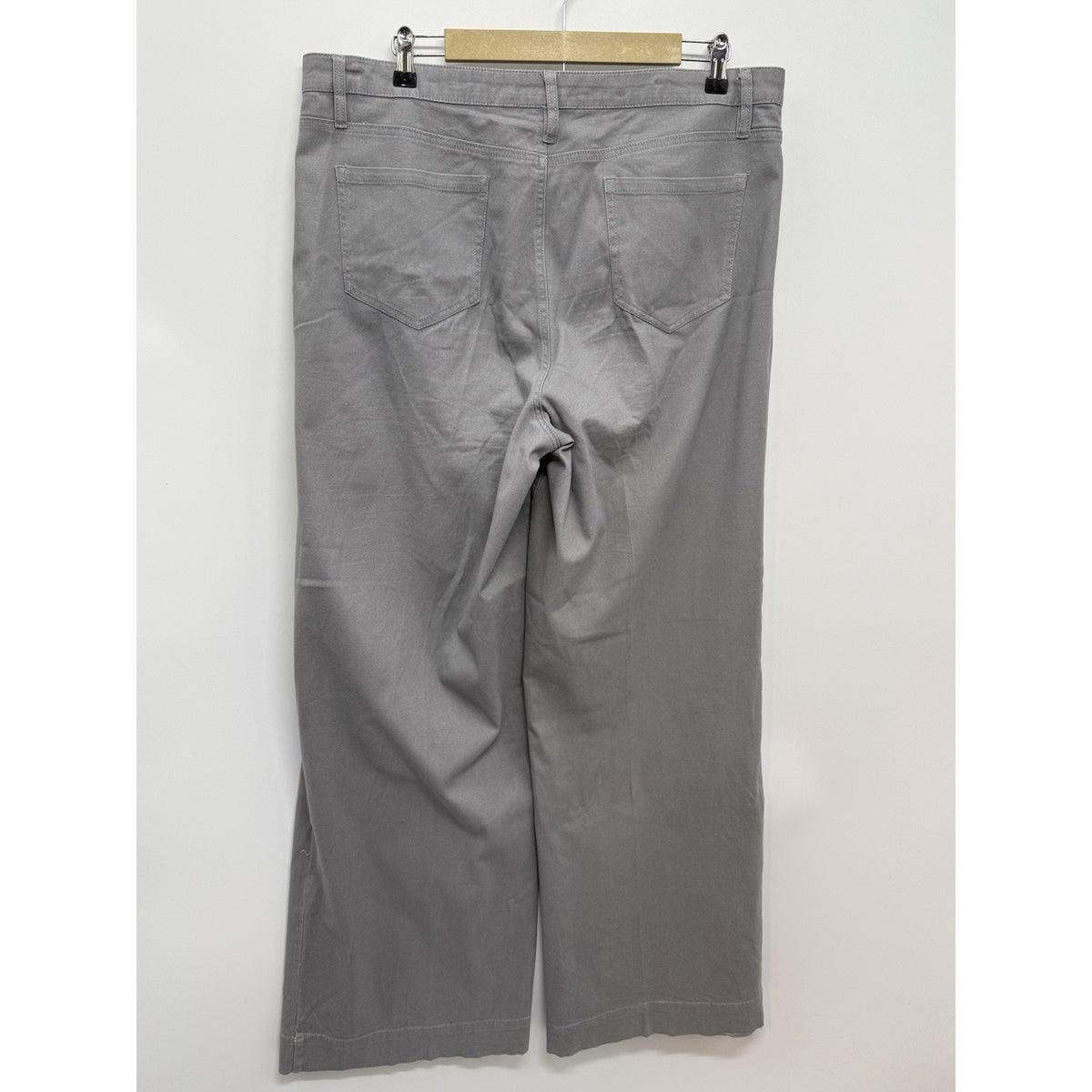 Metrostyle Pants Womens 16T Tall Gray Wide Leg Button Fly Stretch Cotton