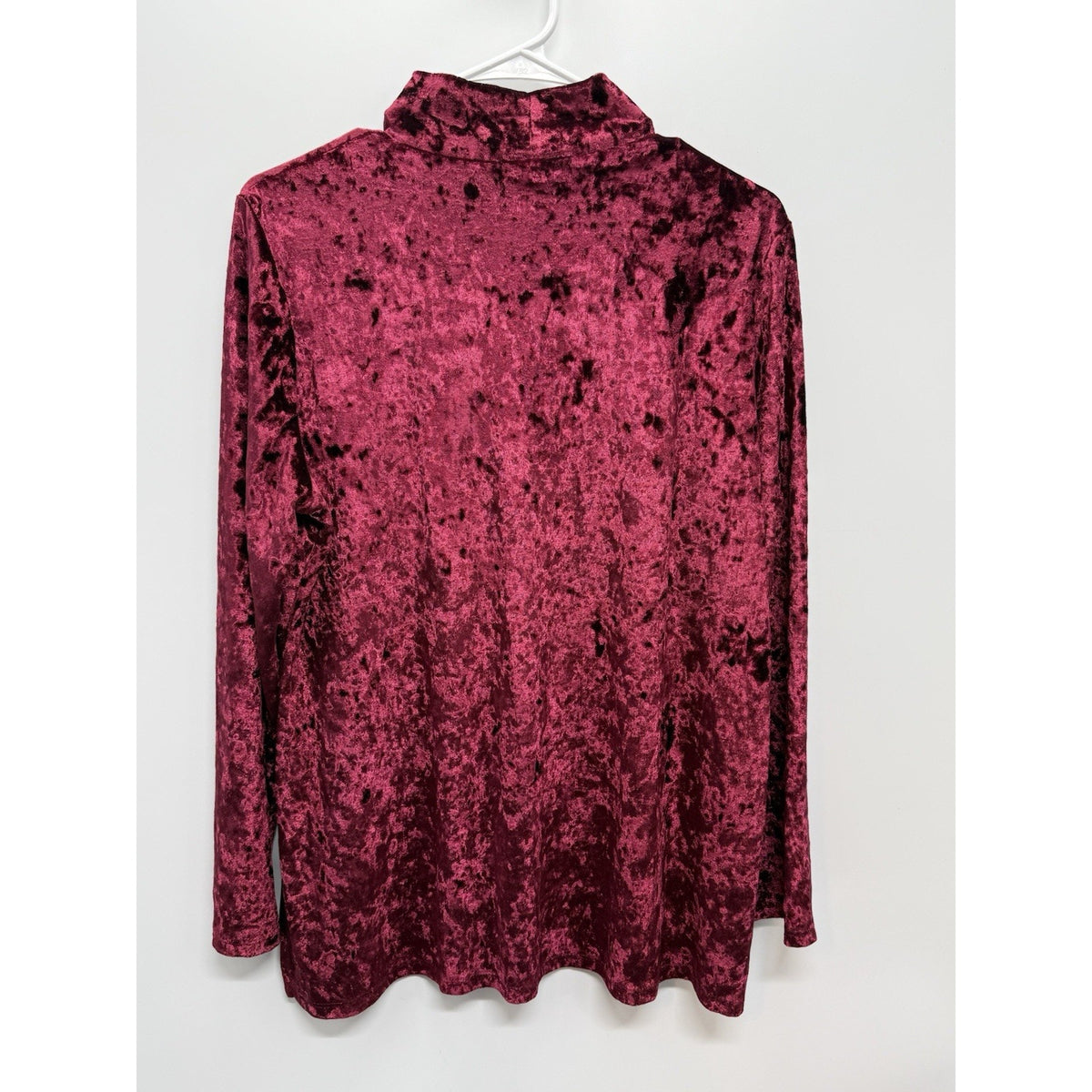 Slinky Brand L Burgundy Crushed Velvet Mock Neck Top Gothic Witchy Made USA