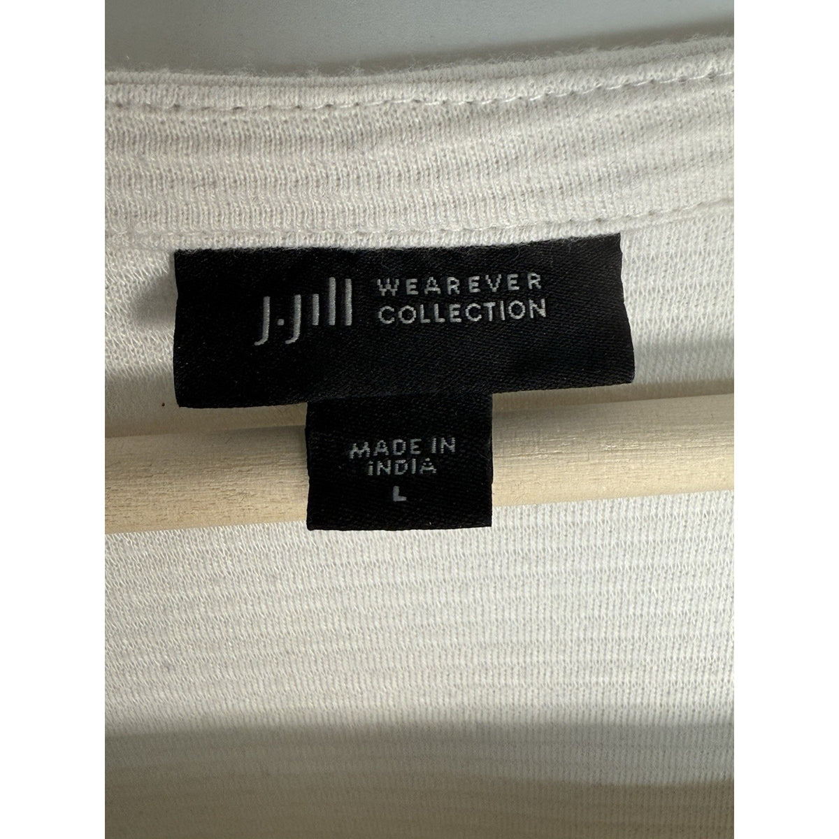 J.Jill Wearever L Navy White Stripe 3/4 Sleeve Square Neck Top Cotton