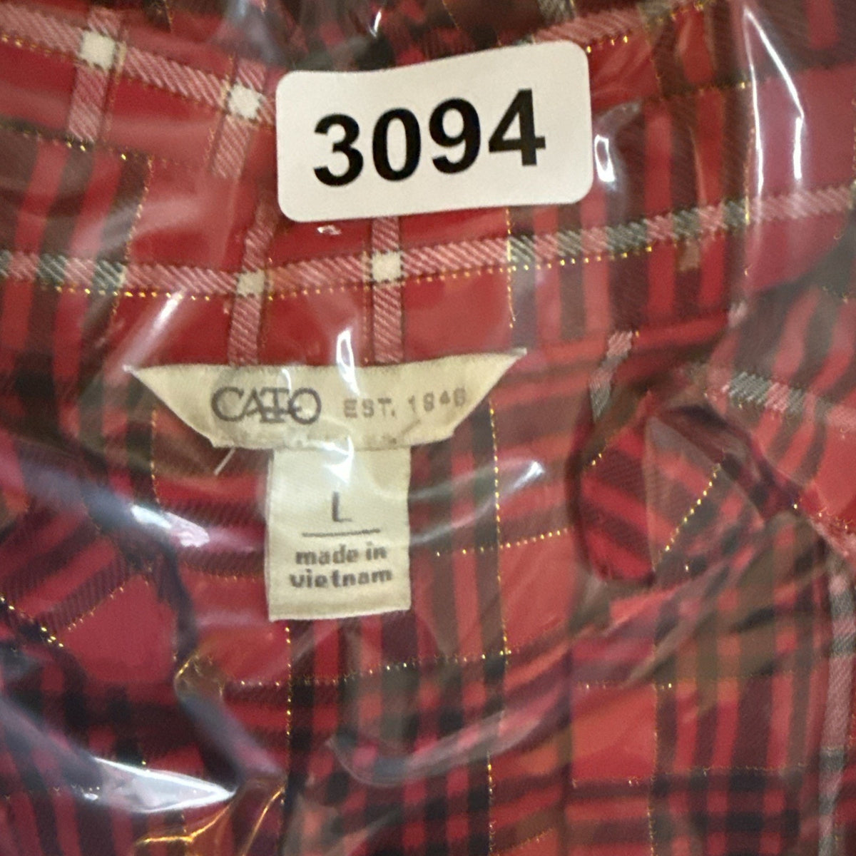 Cato Red Black Plaid Floral Back Tunic Top Pullover Oversized Size Large