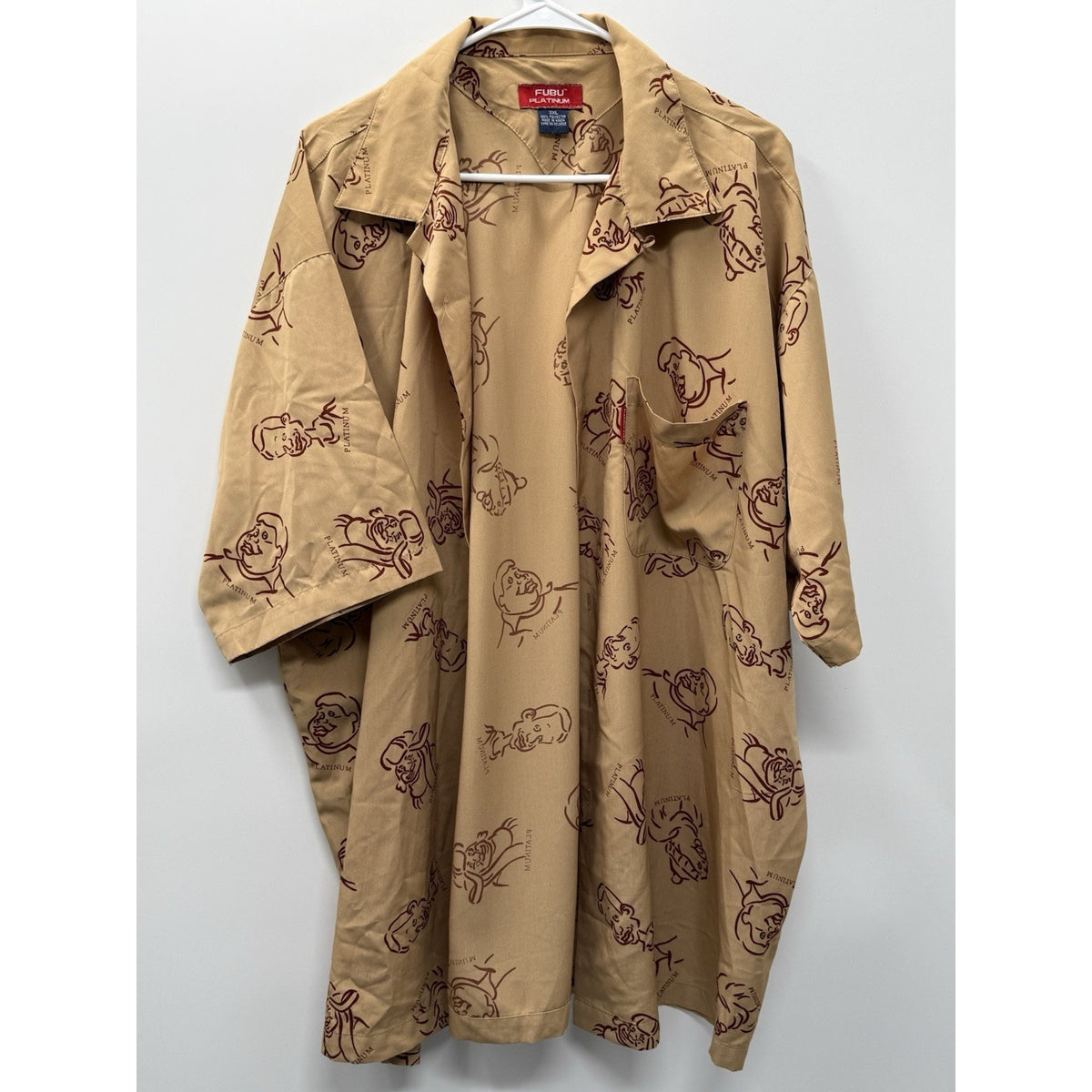 Flawed Vintage Platinum FUBU Shirt Mens 3XL Brown Fat Albert Graphic 90s Y2K