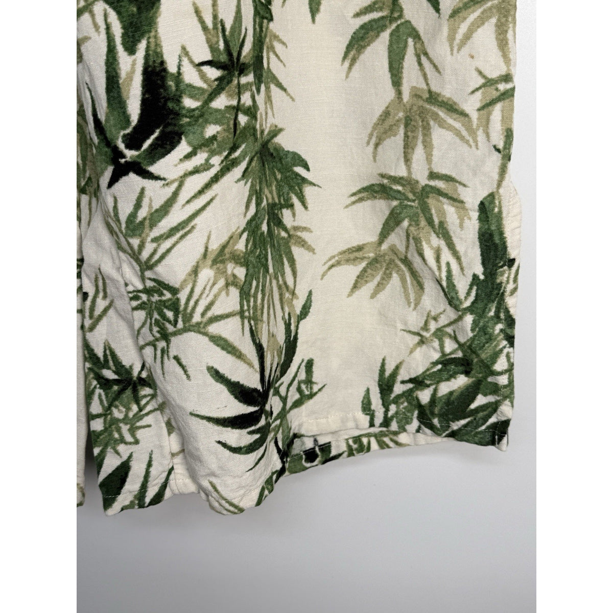 J. Jill Linen Rayon Bamboo Print Women’s Cropped Pants Side Slit L Petite