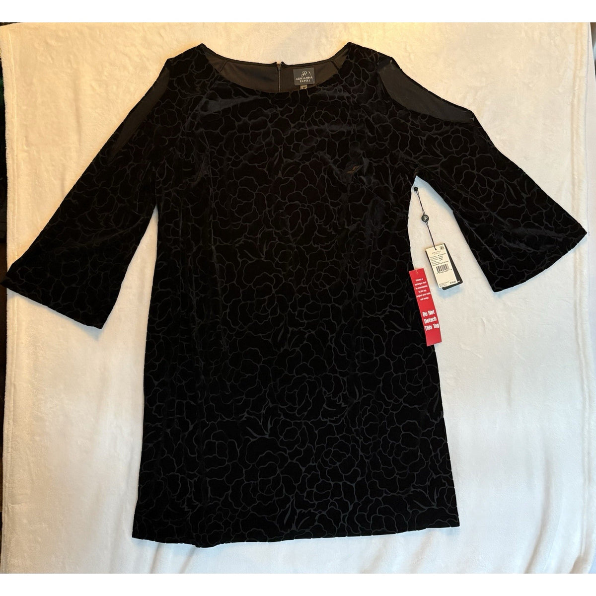 Adrianna Papell 18W NWT Dress Black Velvet Burnout Cold Shoulder Shift Lined⁠