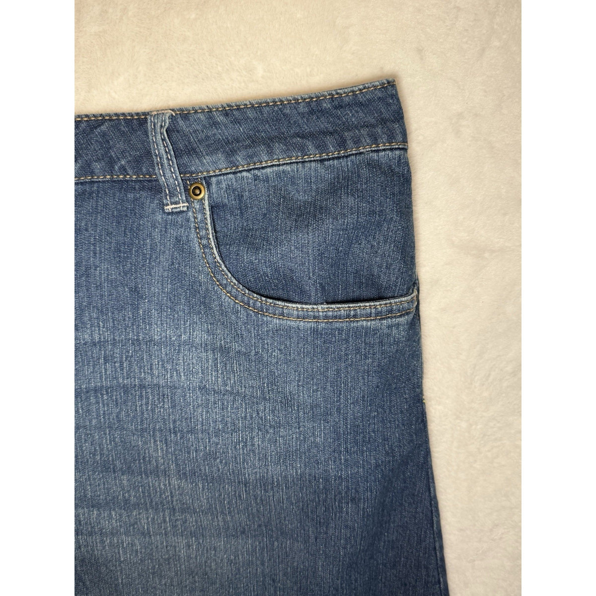 Jessica London Women Blue Jean Denim Skirt Size 28 Zip Button Front Cotton Blend