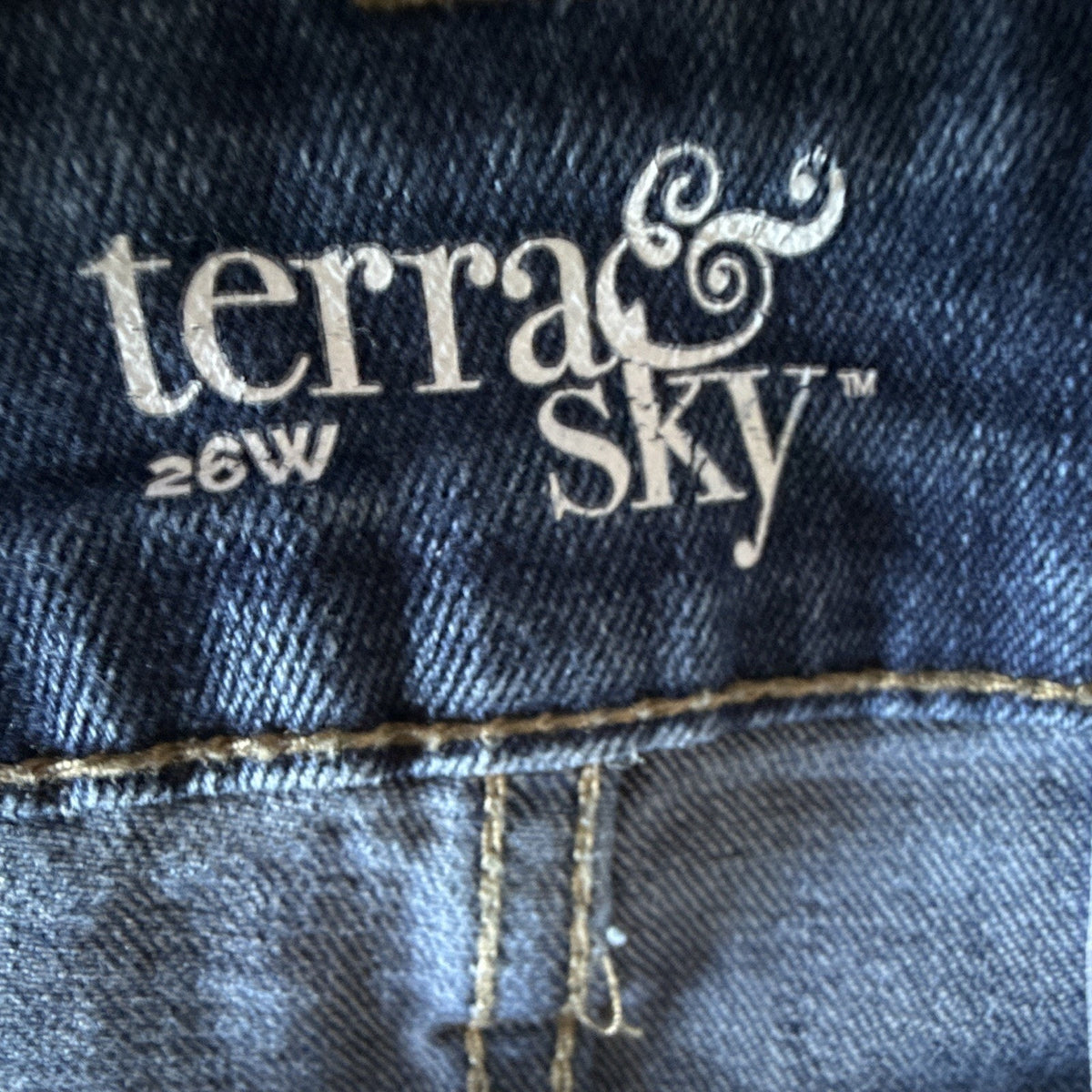 Terra & Sky Womens Plus Size 26W Blue Denim Bermuda Shorts 8 in Inseam