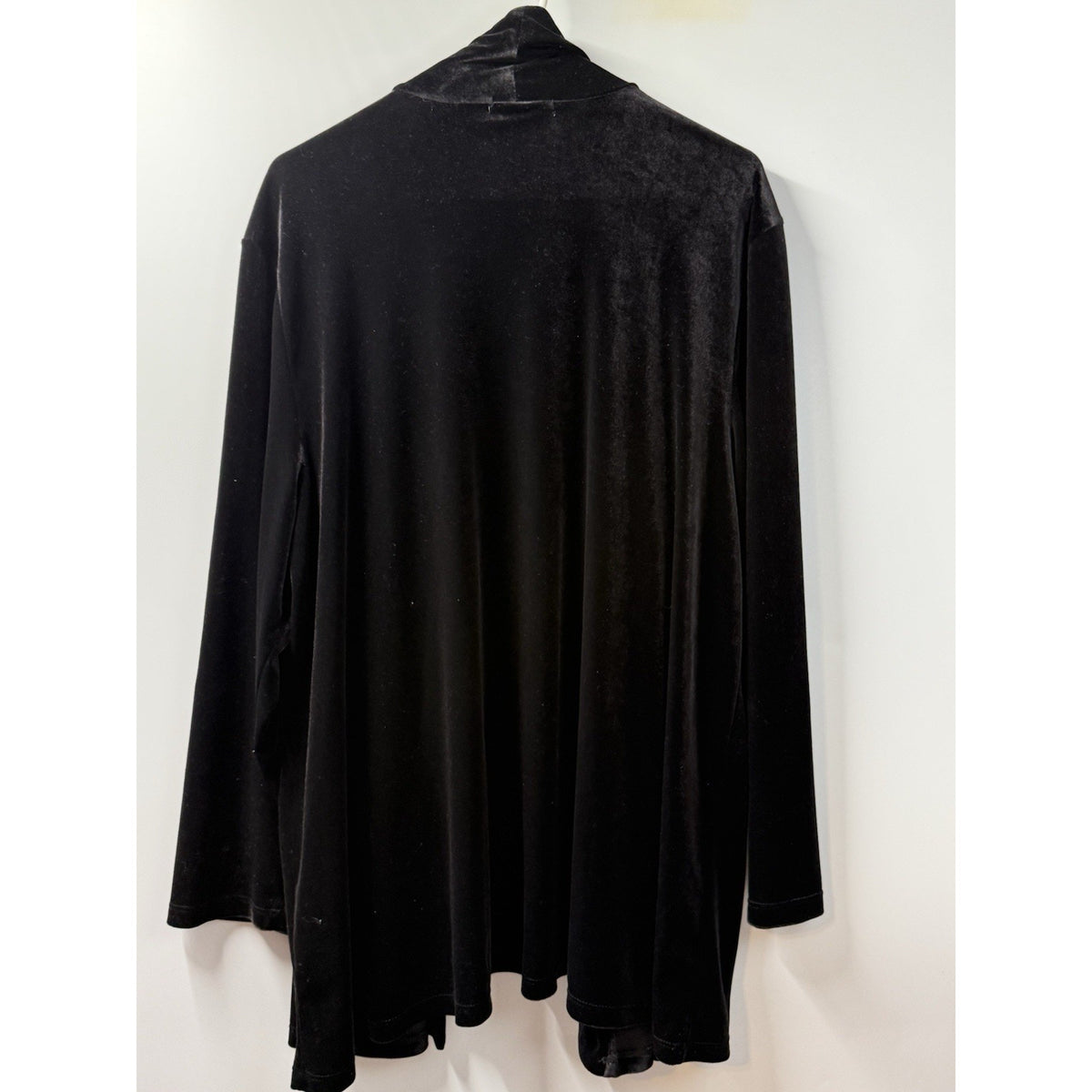 Notations Black Velvet Open Front Cardigan 1X Stretch Drape Whimsigoth