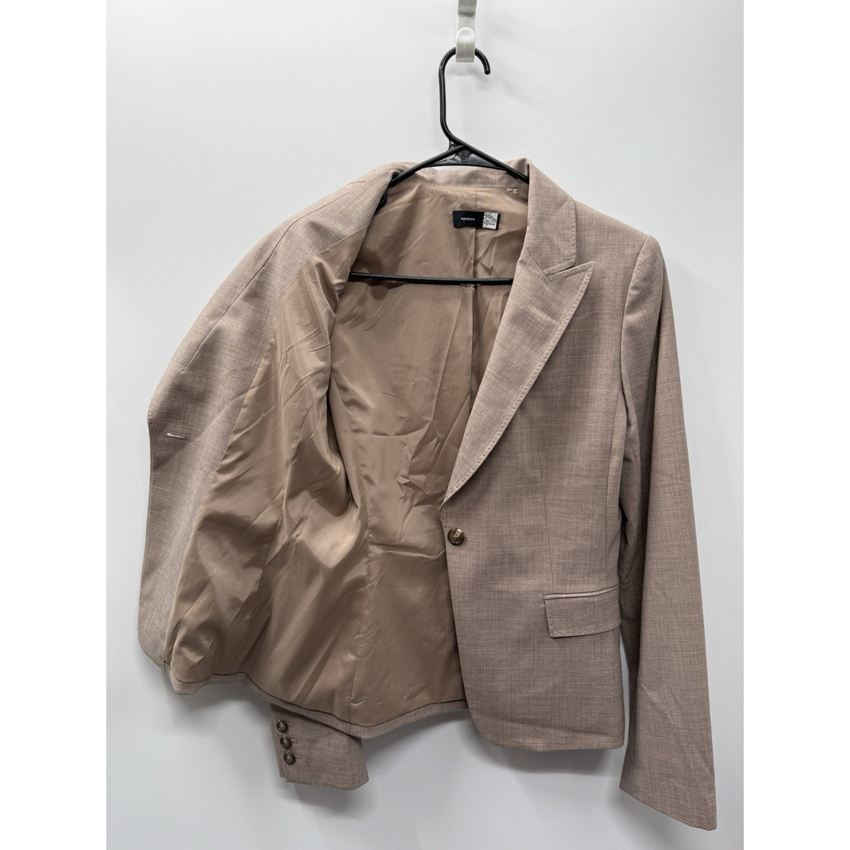 Saks Fifth Avenue Signature 97% Wool Blazer Taupe Career Jacket No Size