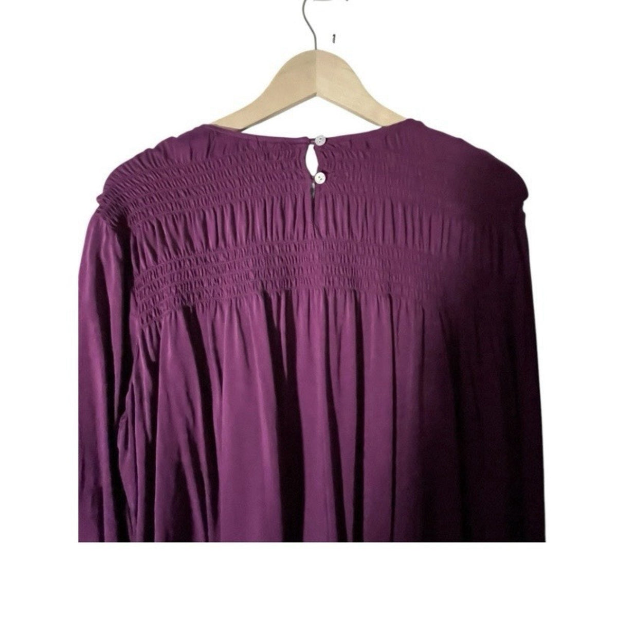 J. Jill Women's Purple Tunic Round Neck Top Ruching Blouse Shirt Size L Casual