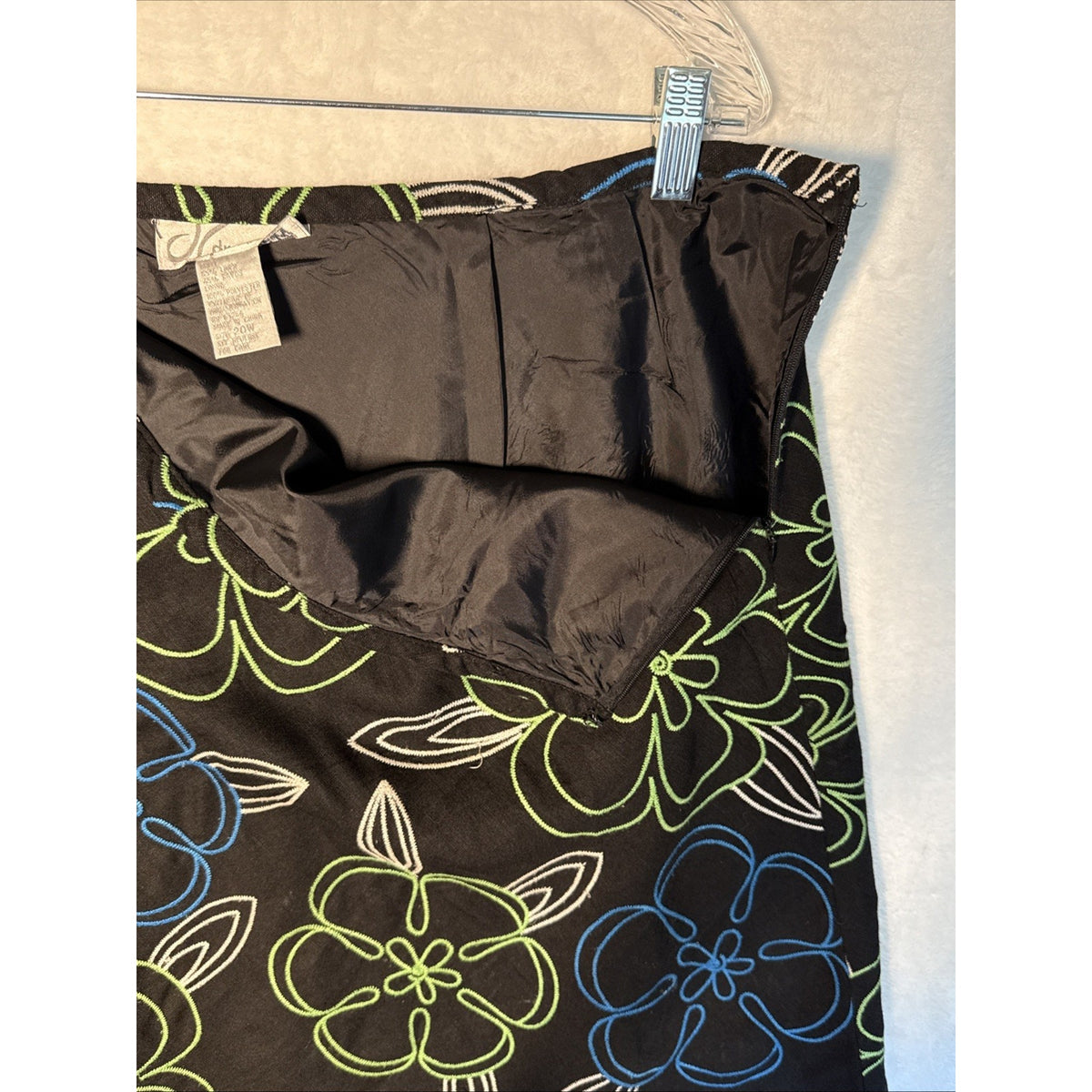 Dressbarn Womens Skirt Plus 20W Black Floral Embroidered A-Line Y2K Retro
