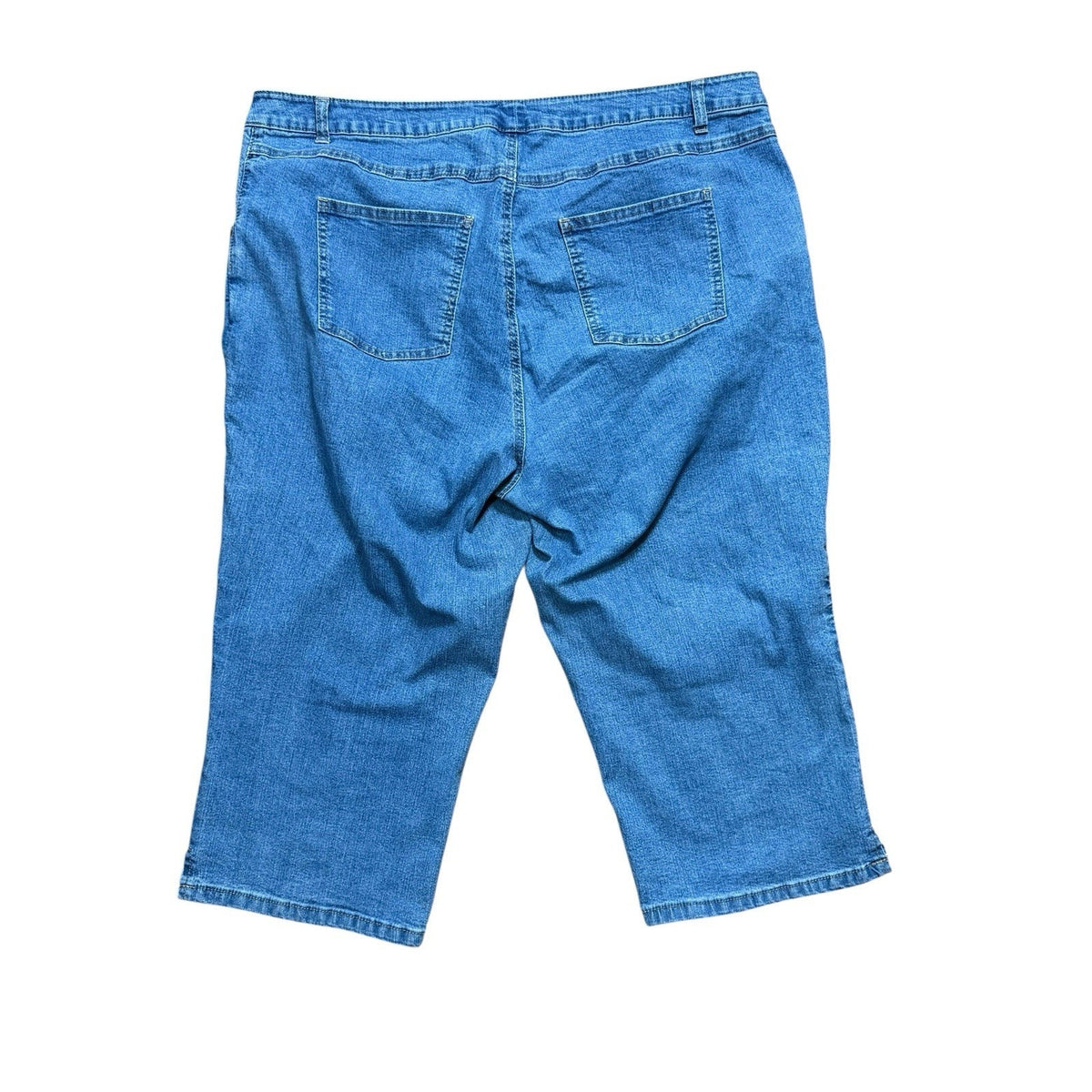 Woman Within Capri Crop Pants Women’s 20W Blue Denim Zipper/Button Closure