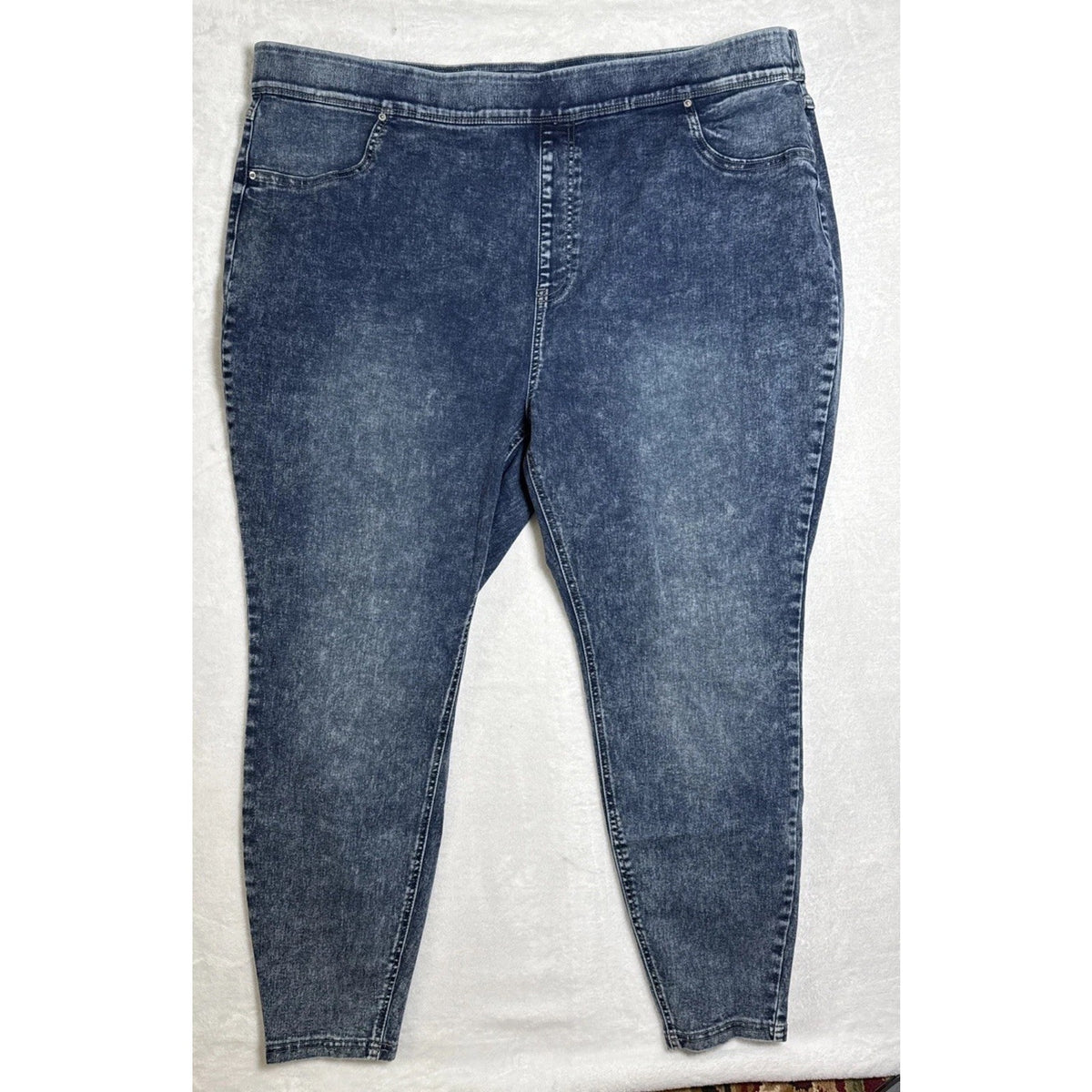 Terra & Sky Womens Jeggings Blue Acid Wash Pull On High Rise Size 3X (24W-26W)