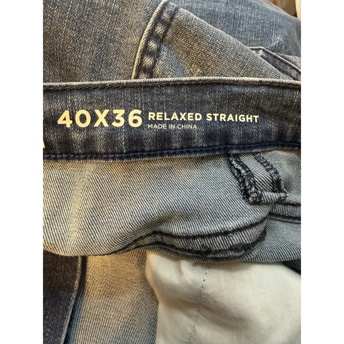 Arizona Jean Co Mens Jeans 40x36 Relaxed Straight Stretch Distressed Medium Wash