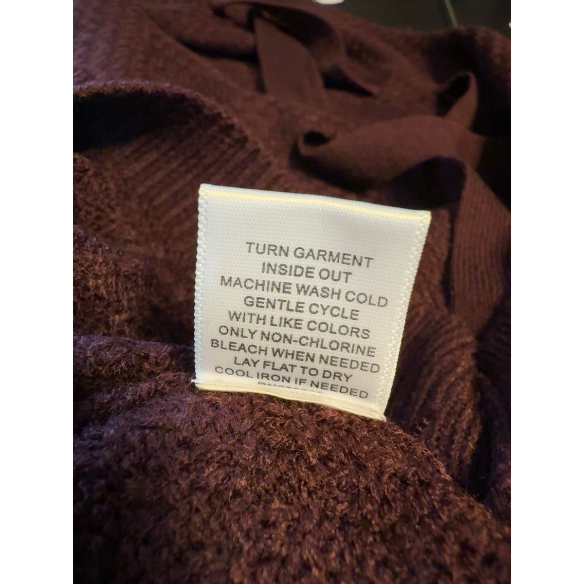 Soho New York & Company Sweater XL Burgundy Open Back Bow Tie Knit Pullover NWOT