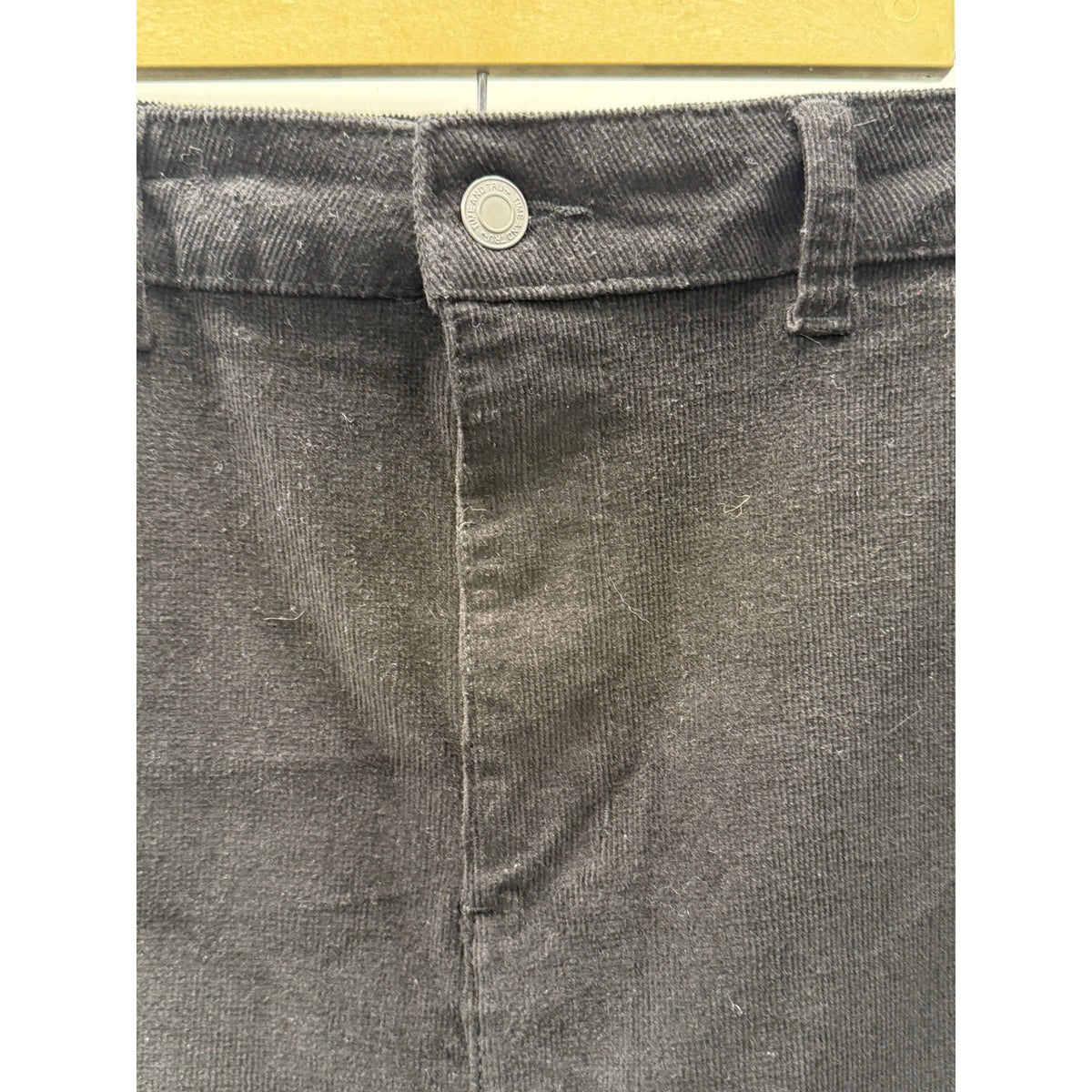 Time and Tru Black Corduroy Midi Skirt Size 10 Stretch Slit Minimalist