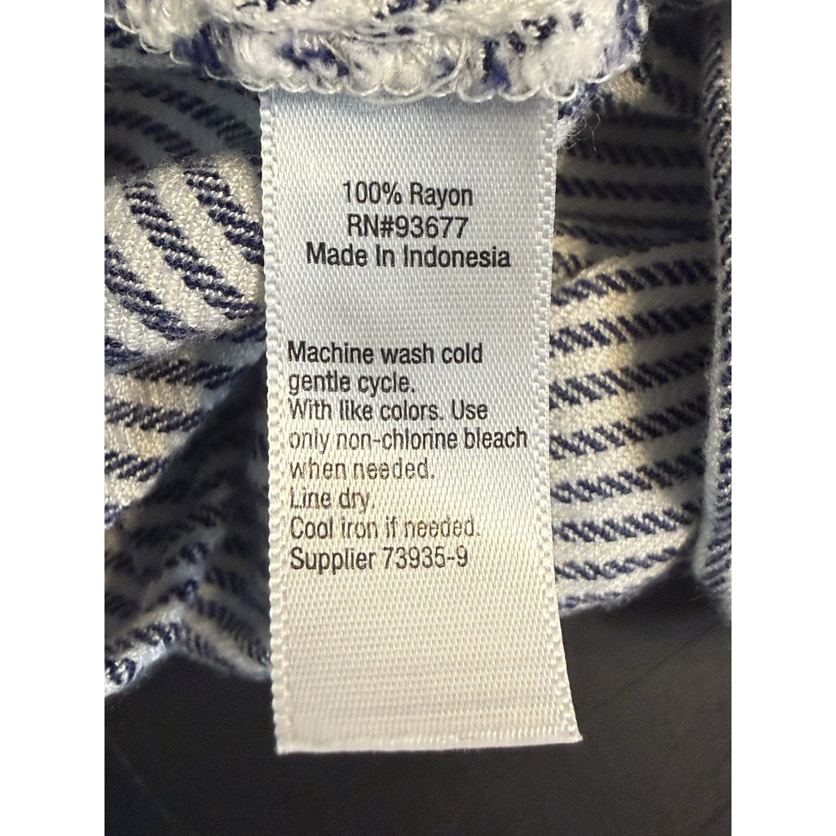 a.n.a XL Blue White Striped Rayon Sleeveless Surplice Blouse Coastal Minimalist